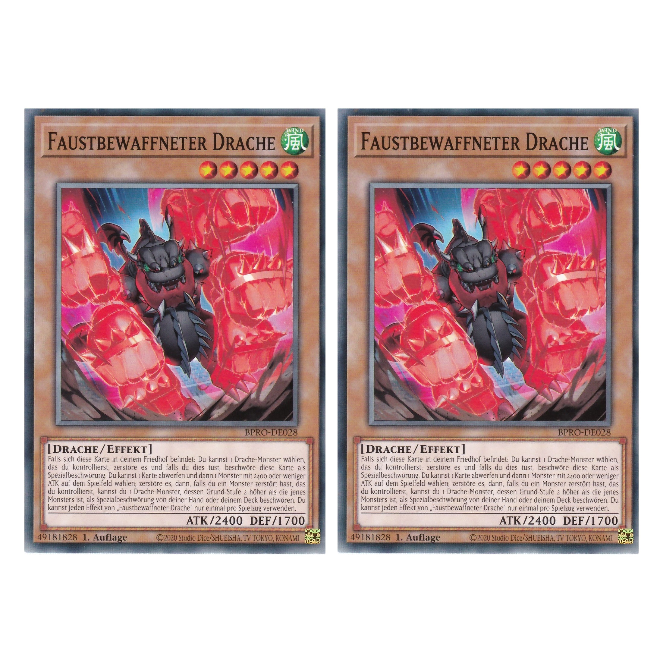 Faustbewaffneter Drache - BPRO-DE028 - Common - Deutsch - 1. Auflage - Burst Protocol - Duo Set (2 Stück) - Yu-Gi-Oh!