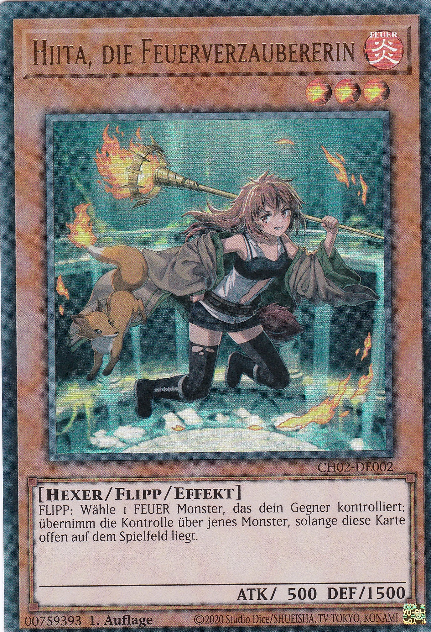 Hiita, die Feuerverzaubererin - CH02-DE002 - Ultra Rare - Deutsch - 1. Auflage - Yugioh - The Chronicles Deck: Spirit Charmers