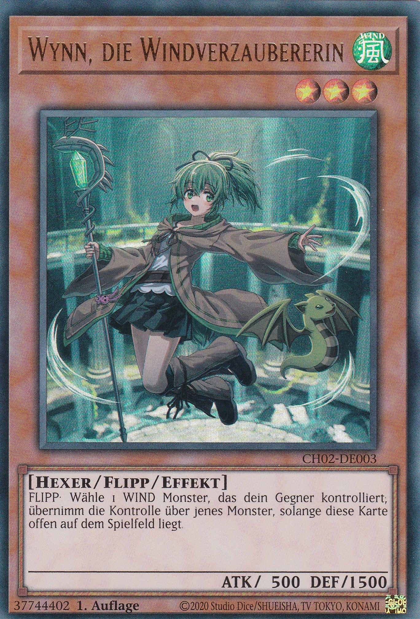 Wynn, die Windverzaubererin - CH02-DE003 - Ultra Rare - Deutsch - 1. Auflage - Yugioh - The Chronicles Deck: Spirit Charmers