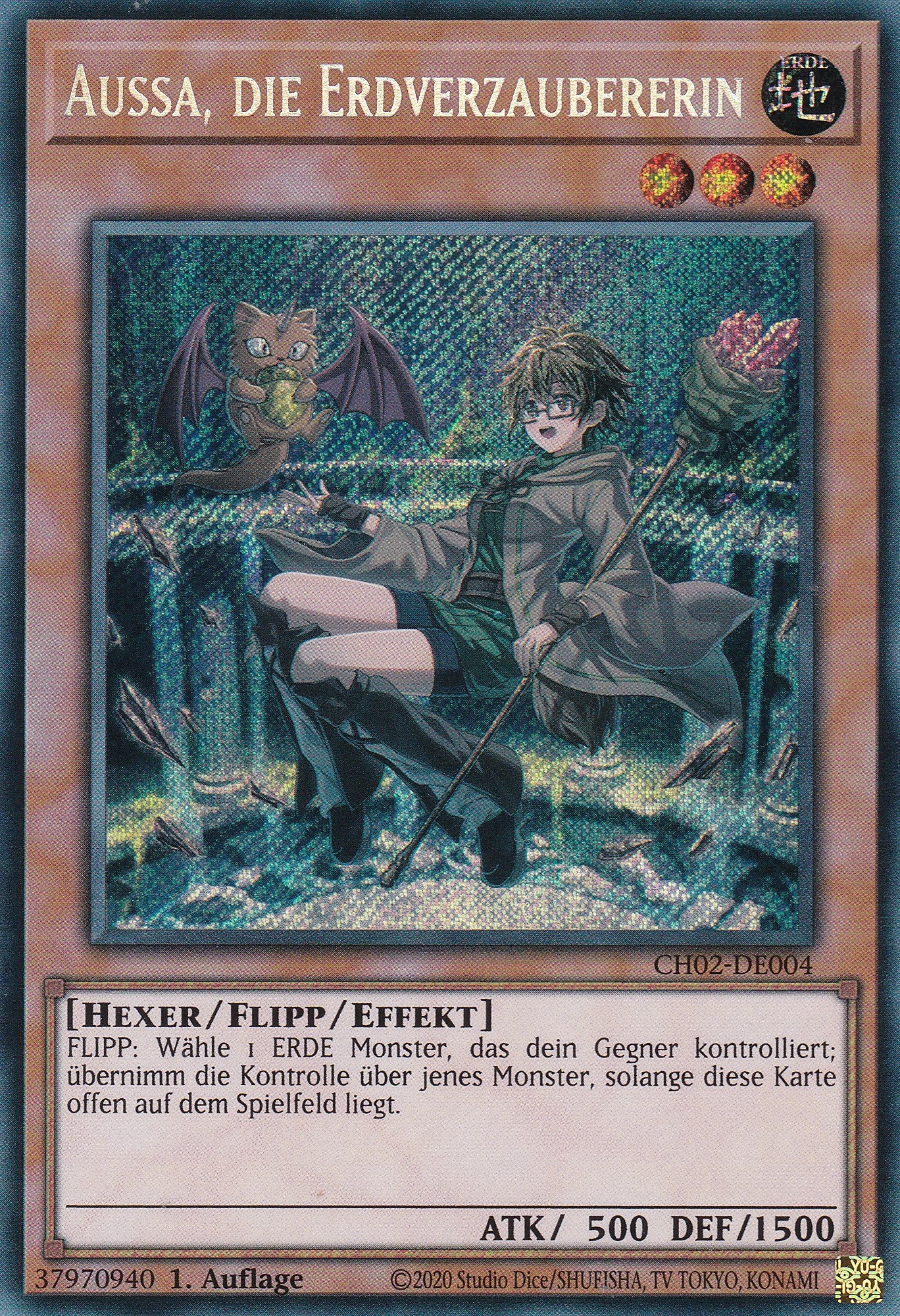 Aussa, die Erdverzaubererin - CH02-DE004 - Secret Rare - Deutsch - 1. Auflage - Yugioh - The Chronicles Deck: Spirit Charmers
