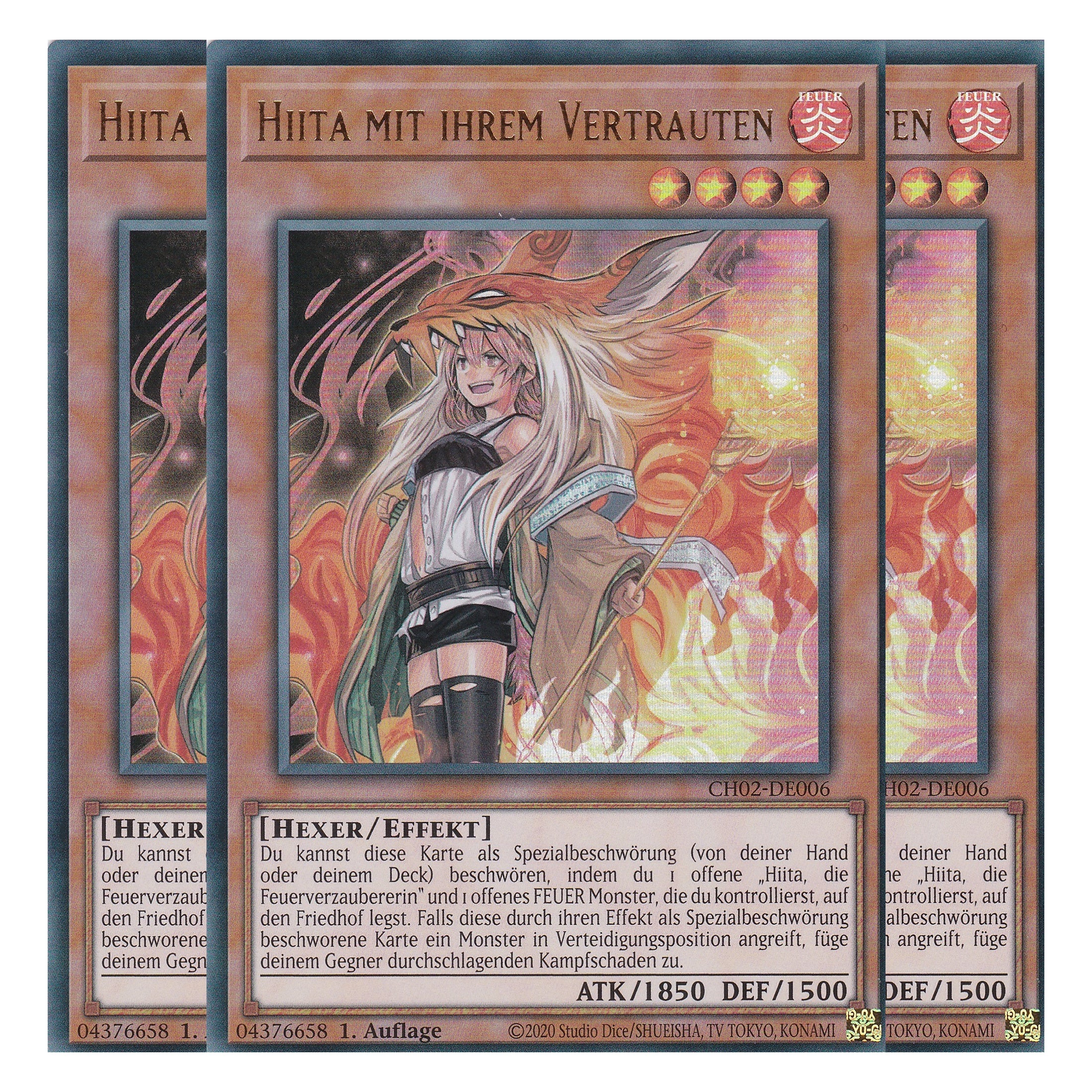 Hiita mit ihrem Vertrauten - CH02-DE006 - Ultra Rare - Deutsch - 1. Auflage - The Chronicles Deck: Spirit Charmers - Playset (3 Kopien)