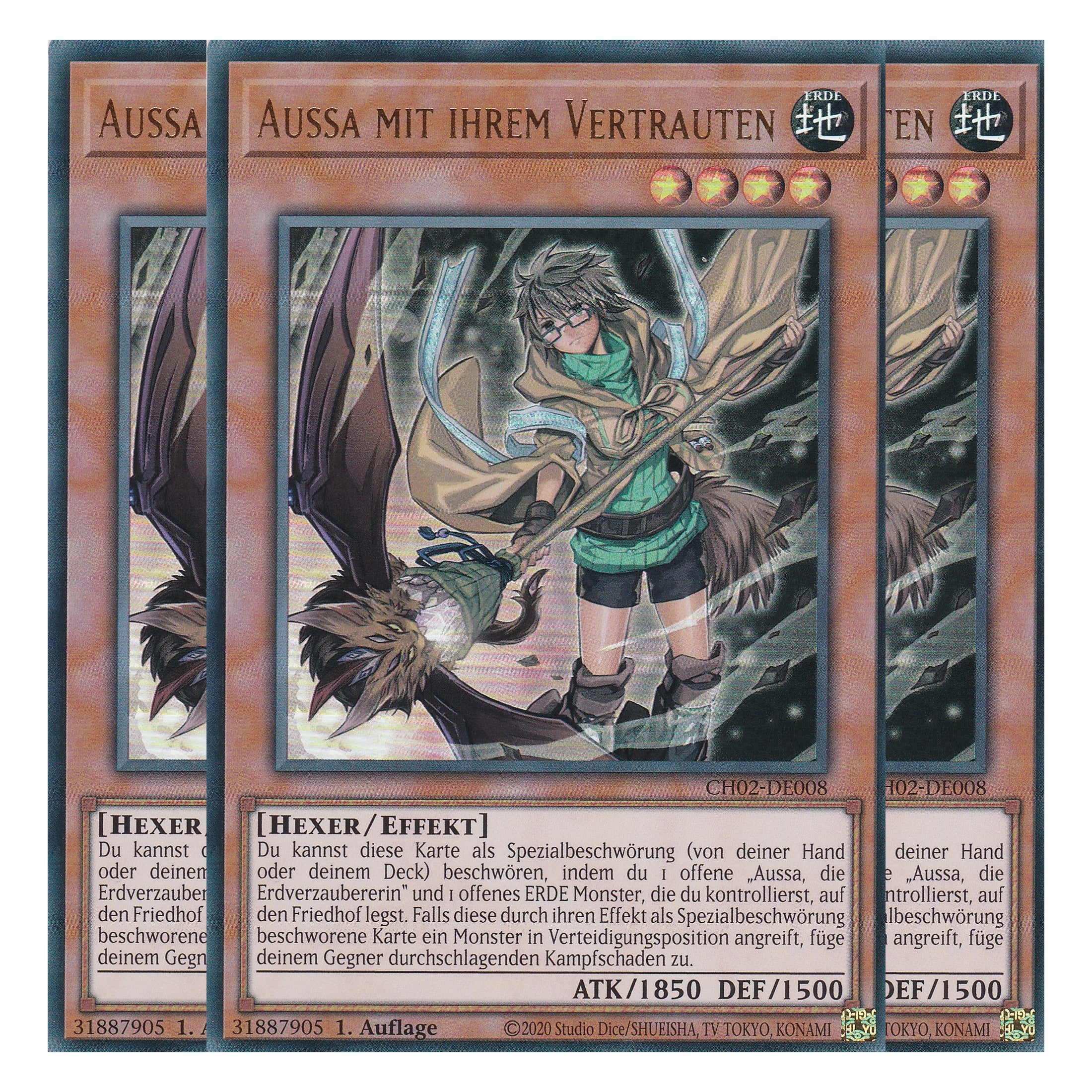 Aussa mit ihrem Vertrauten - CH02-DE008 - Ultra Rare - Deutsch - 1. Auflage - The Chronicles Deck: Spirit Charmers - Playset (3 Kopien)