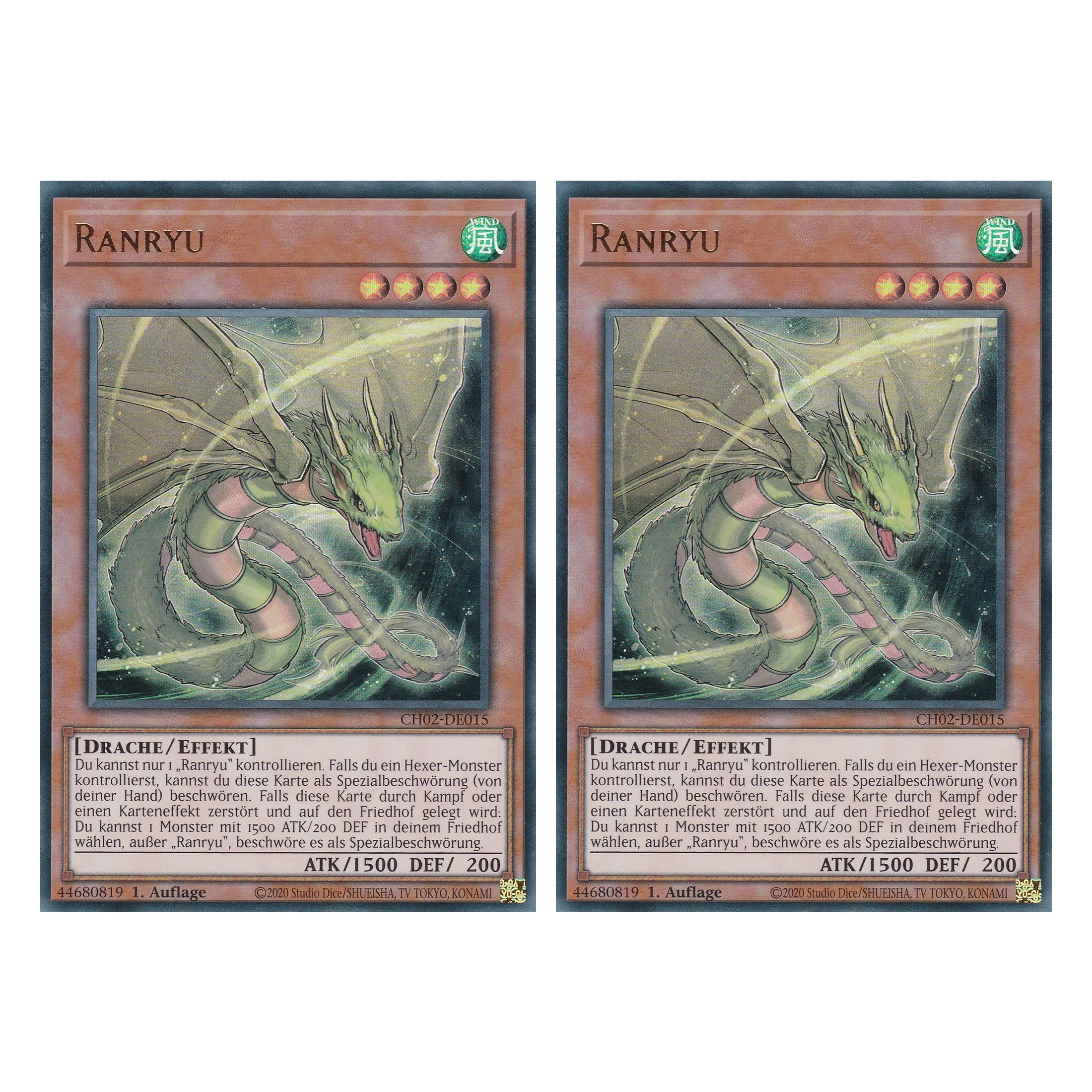 Ranryu - CH02-DE015 - Ultra Rare - Deutsch - 1. Auflage - The Chronicles Deck: Spirit Charmers - Duo Set (2 Stück) - Yugioh