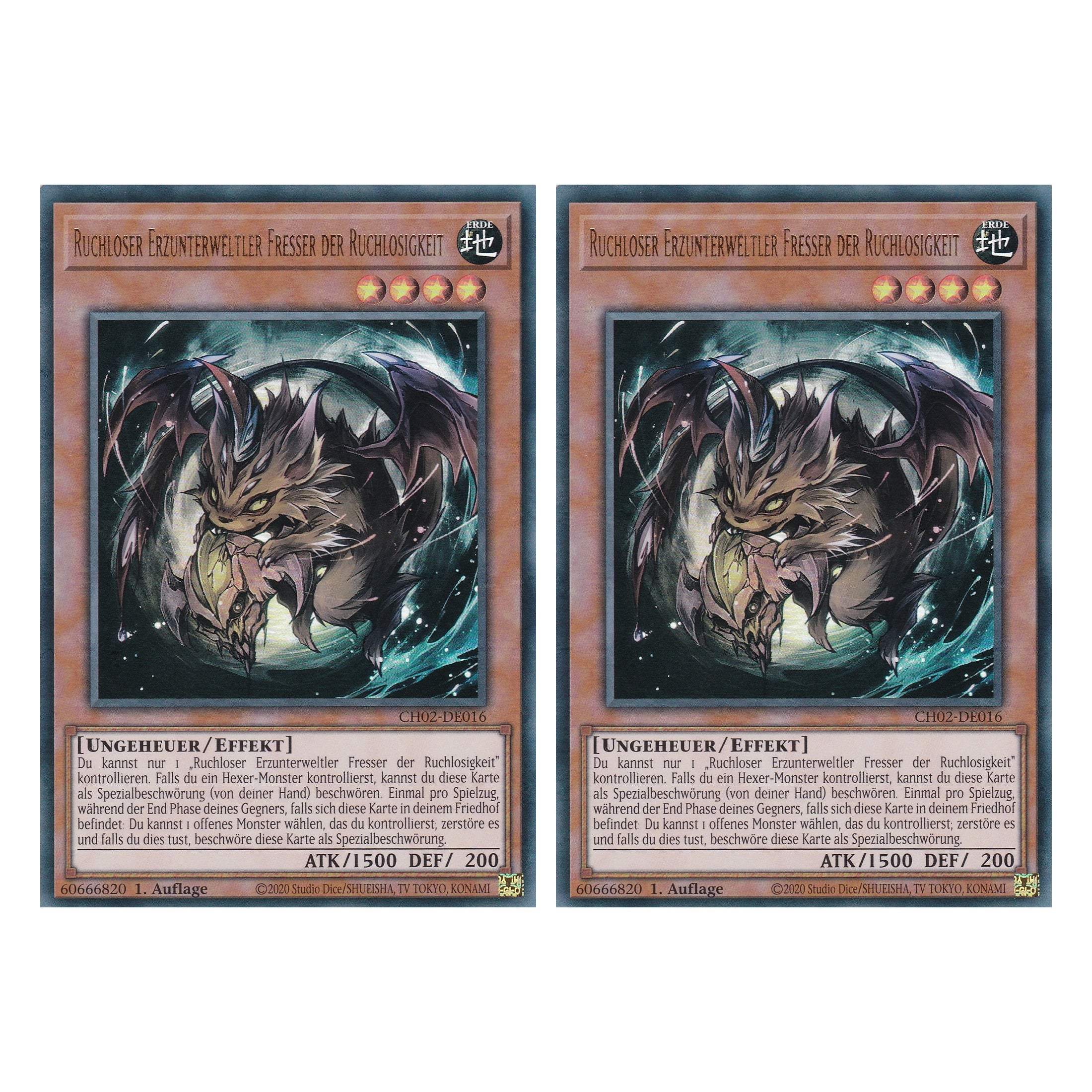 Ruchloser Erzunterweltler Fresser der Ruchlosigkeit - CH02-DE016 - Ultra Rare - Deutsch - 1. Auflage - The Chronicles Deck: Spirit Charmers - Duo Set (2 Stück) - Yu-Gi-Oh!