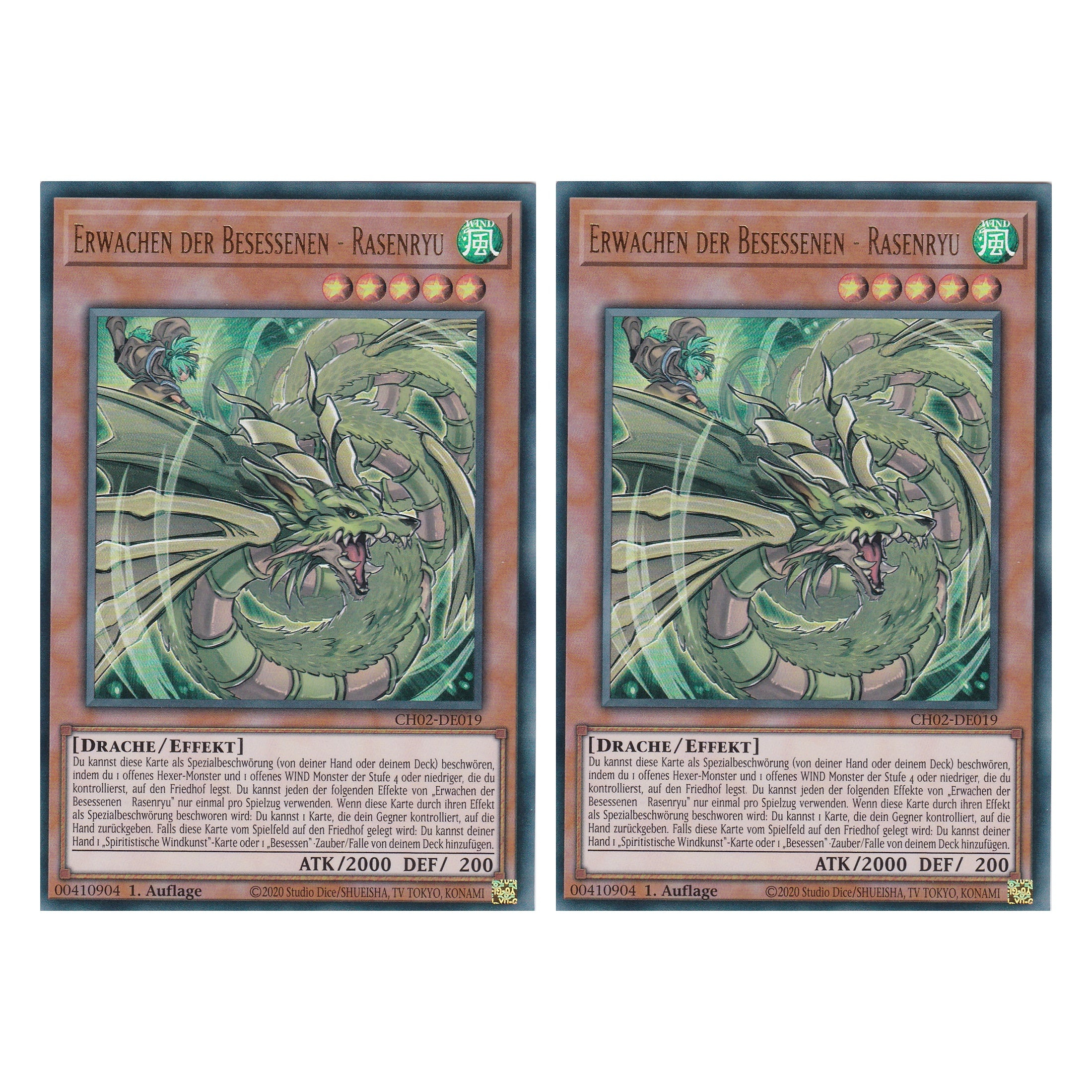 Erwachen der Besessenen - Rasenryu - CH02-DE019 - Ultra Rare - Deutsch - 1. Auflage - The Chronicles Deck: Spirit Charmers - Duo Set (2 Stück) - Yugioh