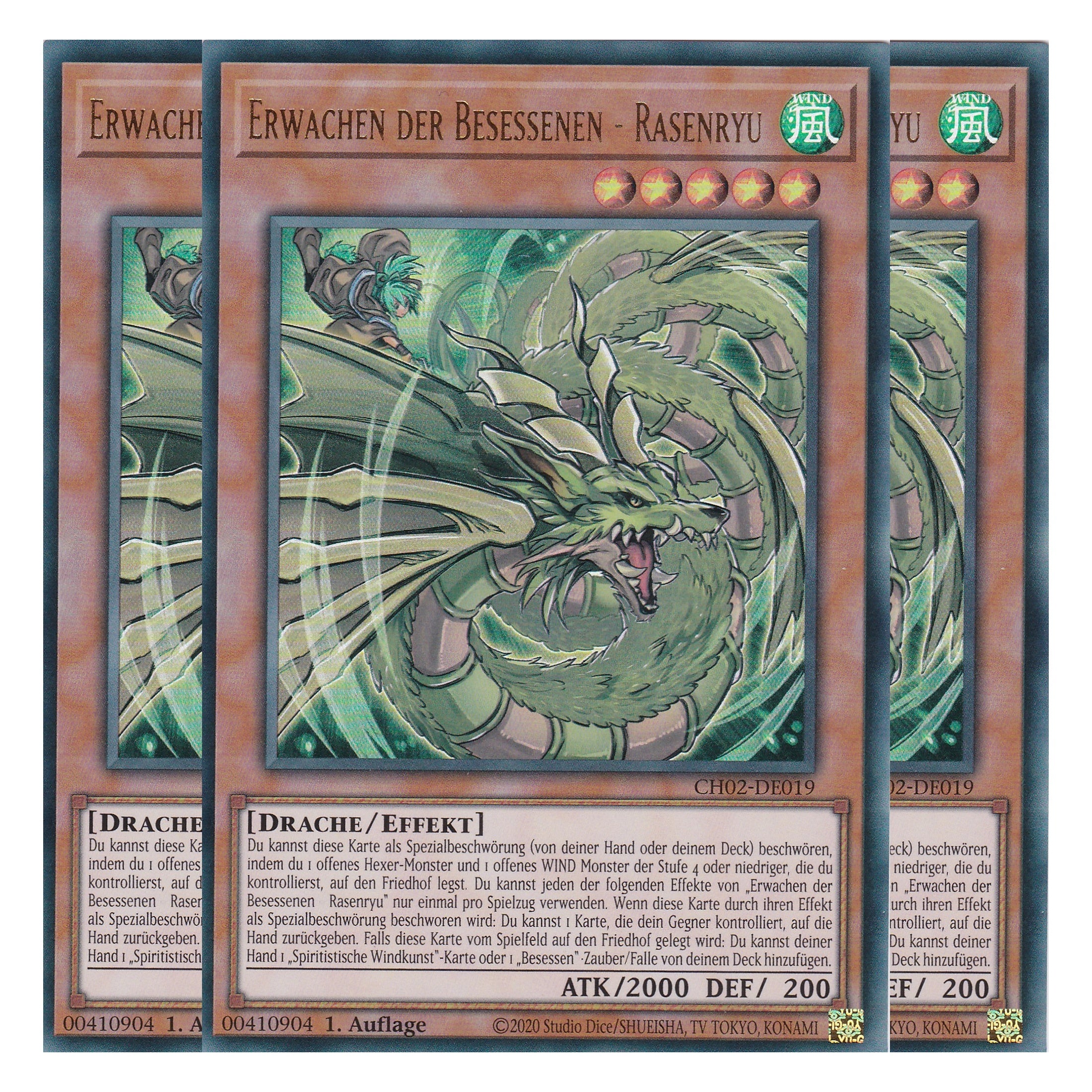 Erwachen der Besessenen - Rasenryu - CH02-DE019 - Ultra Rare - Deutsch - 1. Auflage - The Chronicles Deck: Spirit Charmers - Playset (3 Kopien)