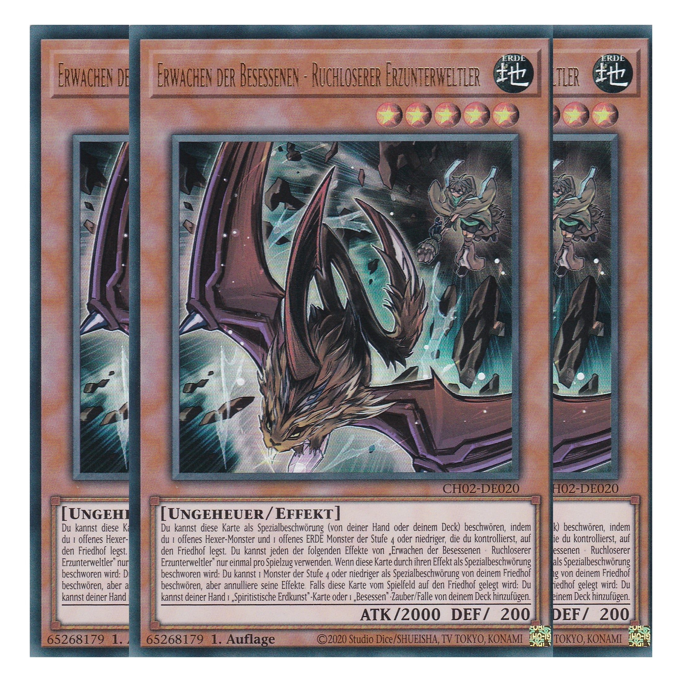 Erwachen der Besessenen - Ruchloserer Erzunterweltler - CH02-DE020 - Ultra Rare - Deutsch - 1. Auflage - The Chronicles Deck: Spirit Charmers - Playset (3 Kopien)