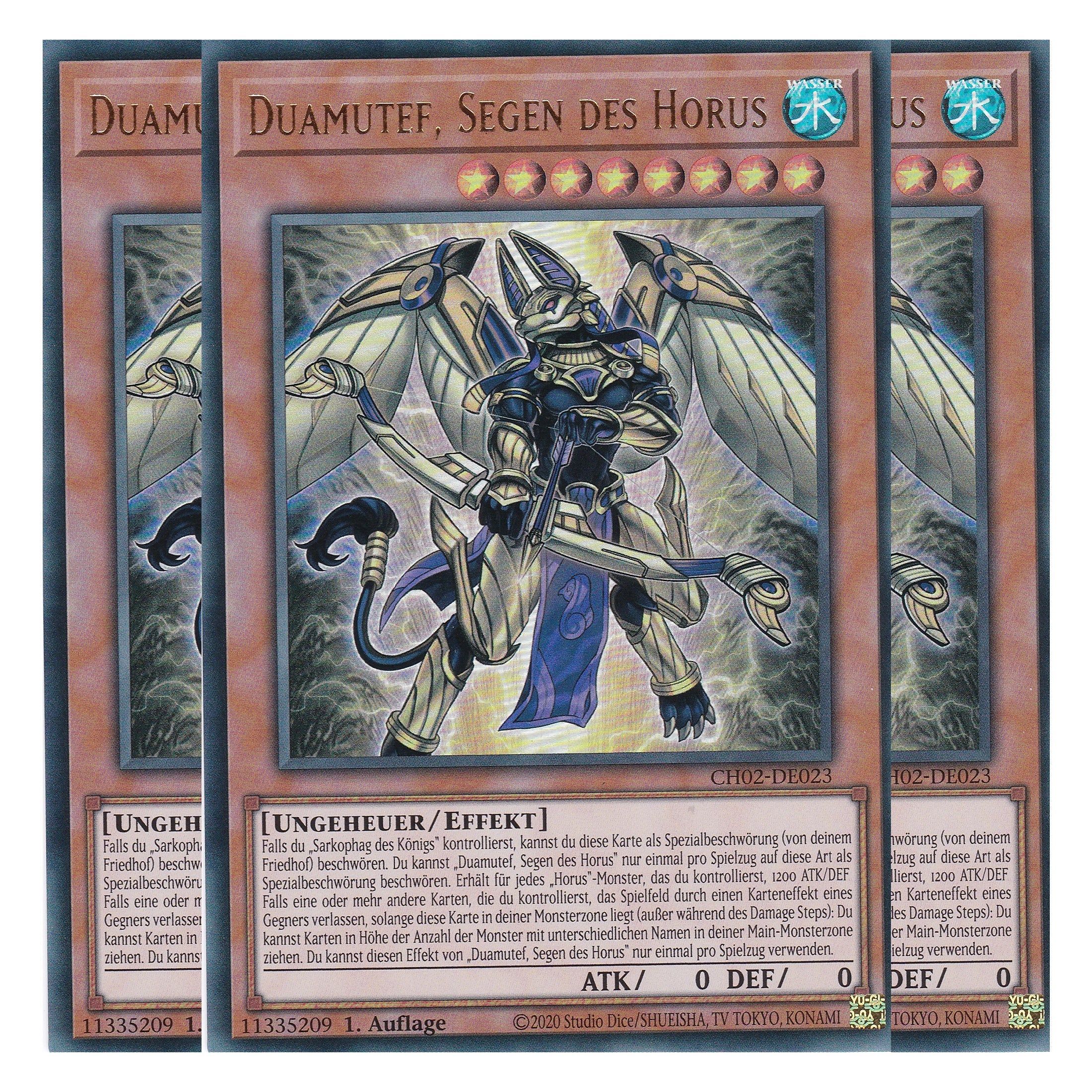 Duamutef, Segen des Horus - CH02-DE023 - Ultra Rare - Deutsch - 1. Auflage - The Chronicles Deck: Spirit Charmers - Playset (3 Kopien)