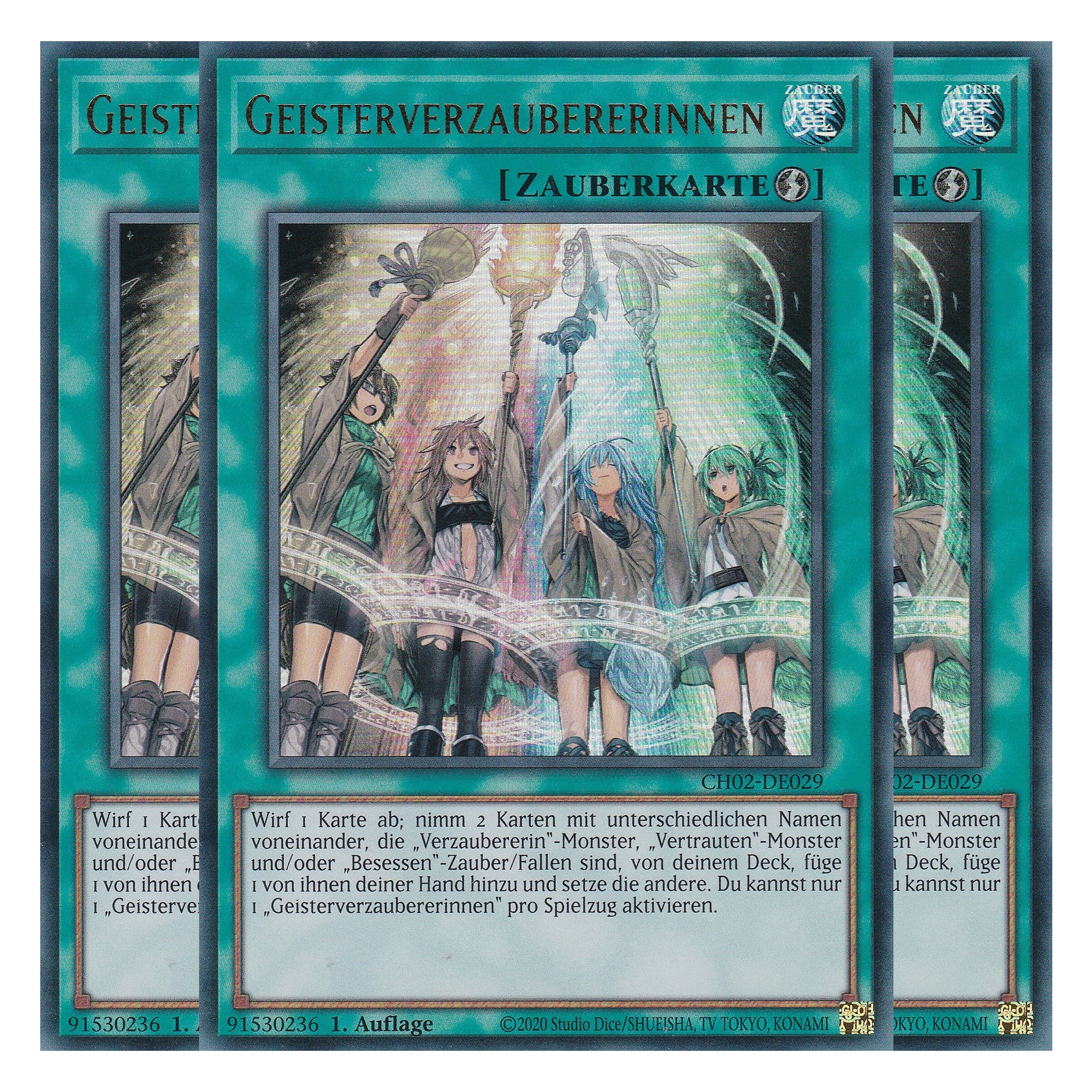 Geisterverzaubererinnen - CH02-DE029 - Ultra Rare - Deutsch - 1. Auflage - The Chronicles Deck: Spirit Charmers - Playset (3 Kopien) - Yu-Gi-Oh!