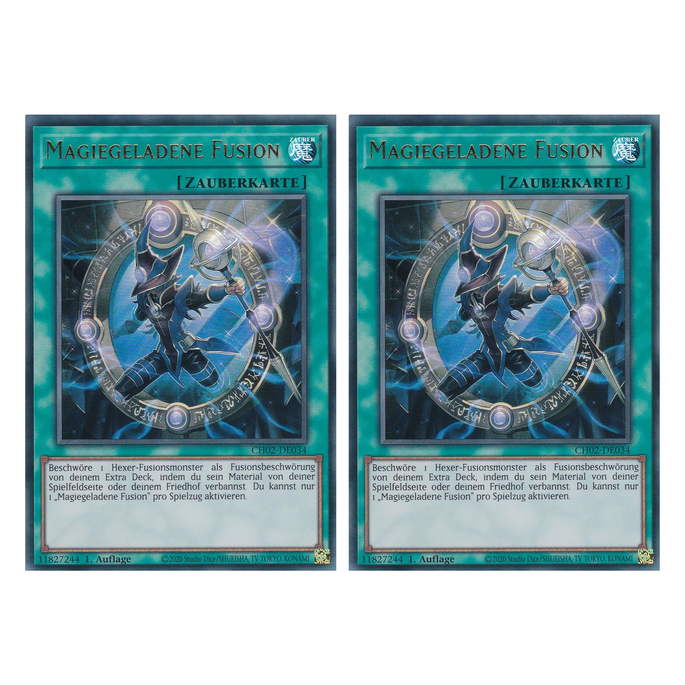 Magiegeladene Fusion - CH02-DE034 - Ultra Rare - Deutsch - 1. Auflage - The Chronicles Deck: Spirit Charmers - Duo Set (2 Stück) - Yu-Gi-Oh!