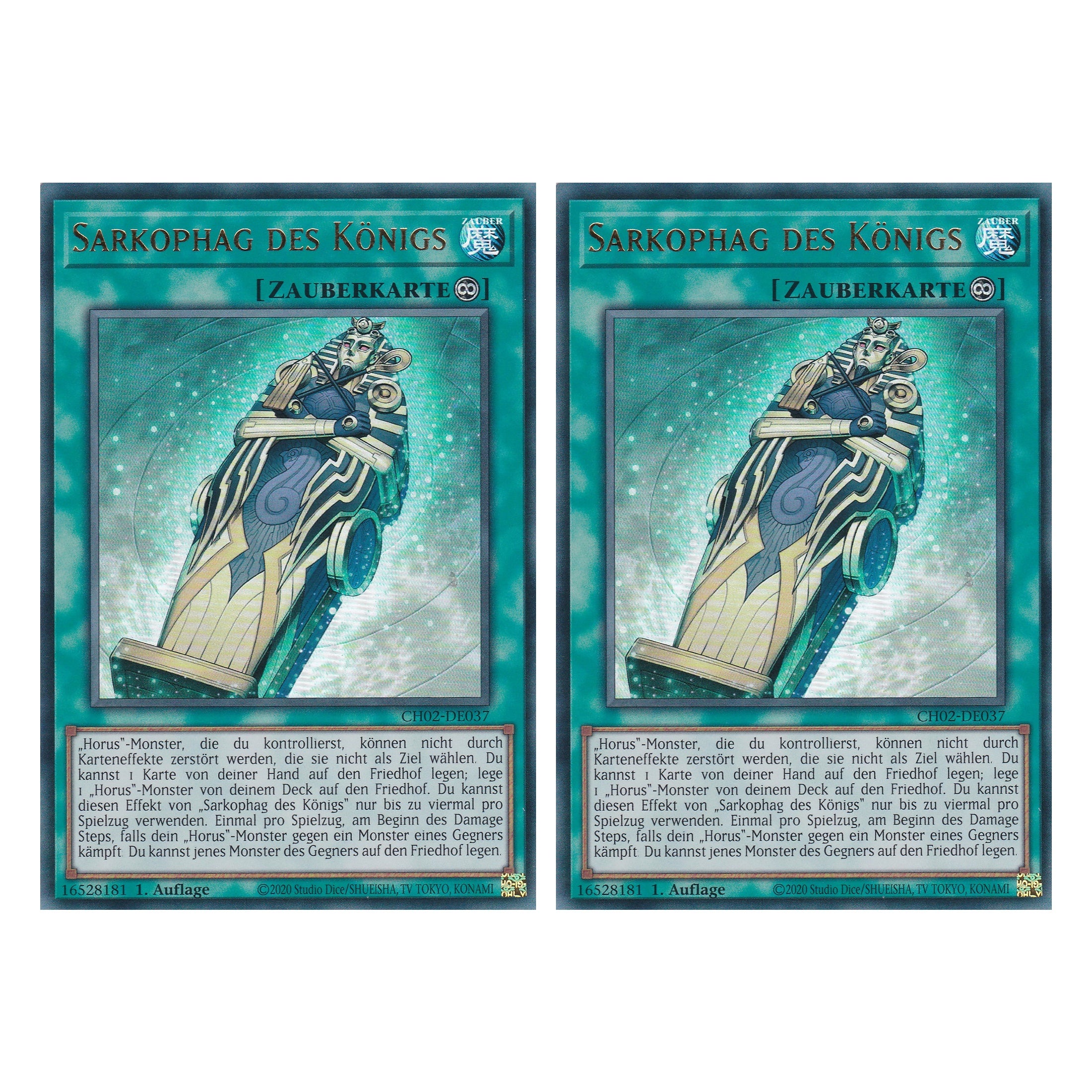Sarkophag des Königs - CH02-DE037 - Ultra Rare - Deutsch - 1. Auflage - The Chronicles Deck: Spirit Charmers - Duo Set (2 Stück) - Yu-Gi-Oh!