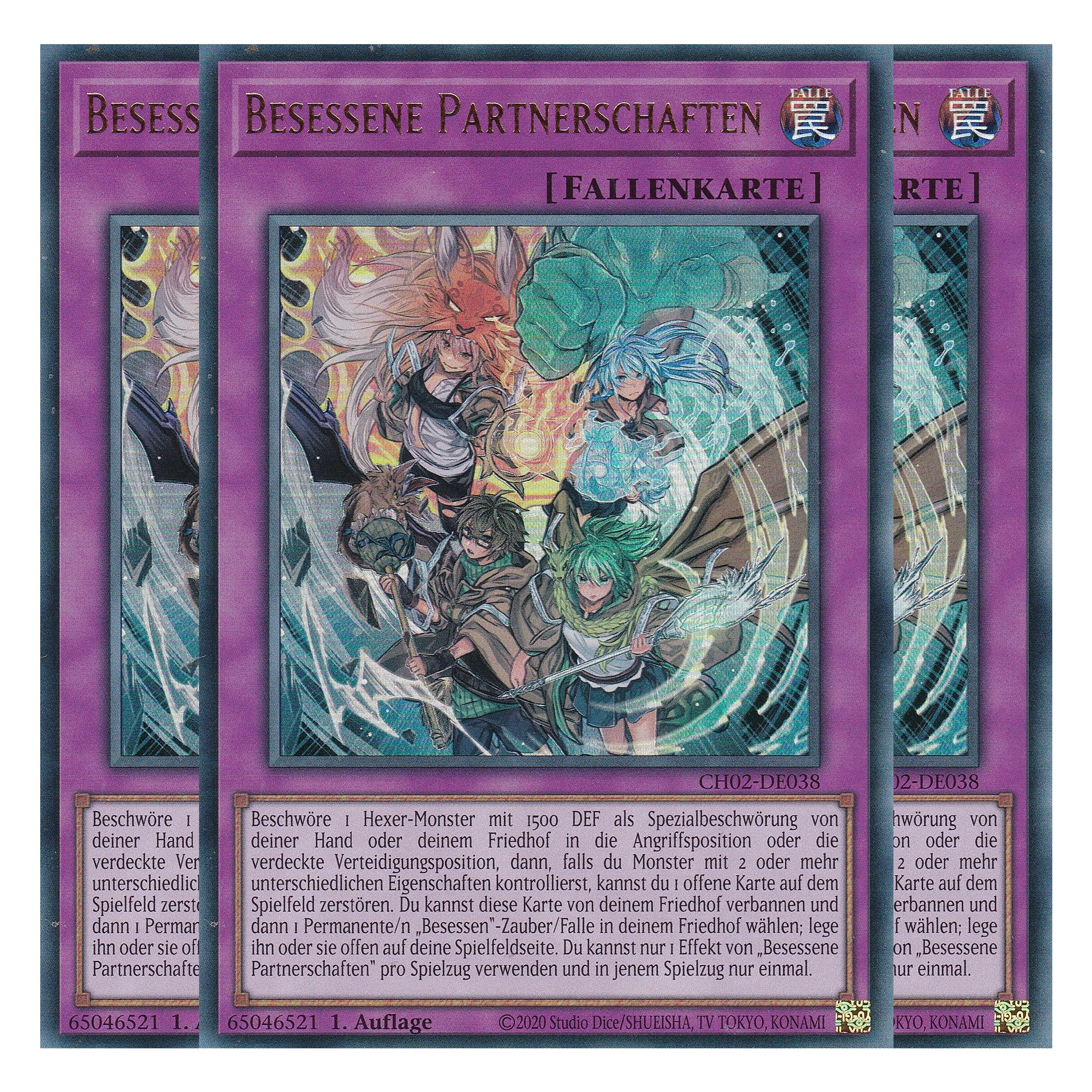 Besessene Partnerschaften - CH02-DE038 - Ultra Rare - Deutsch - 1. Auflage - The Chronicles Deck: Spirit Charmers - Playset (3 Kopien)