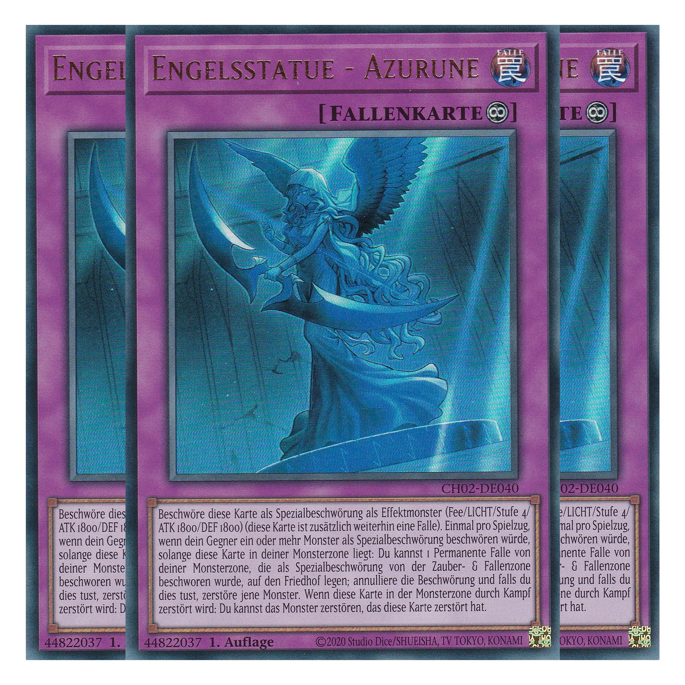 Engelsstatue - Azurune - CH02-DE040 - Ultra Rare - Deutsch - 1. Auflage - The Chronicles Deck: Spirit Charmers - Playset (3 Kopien) - Yu-Gi-Oh!