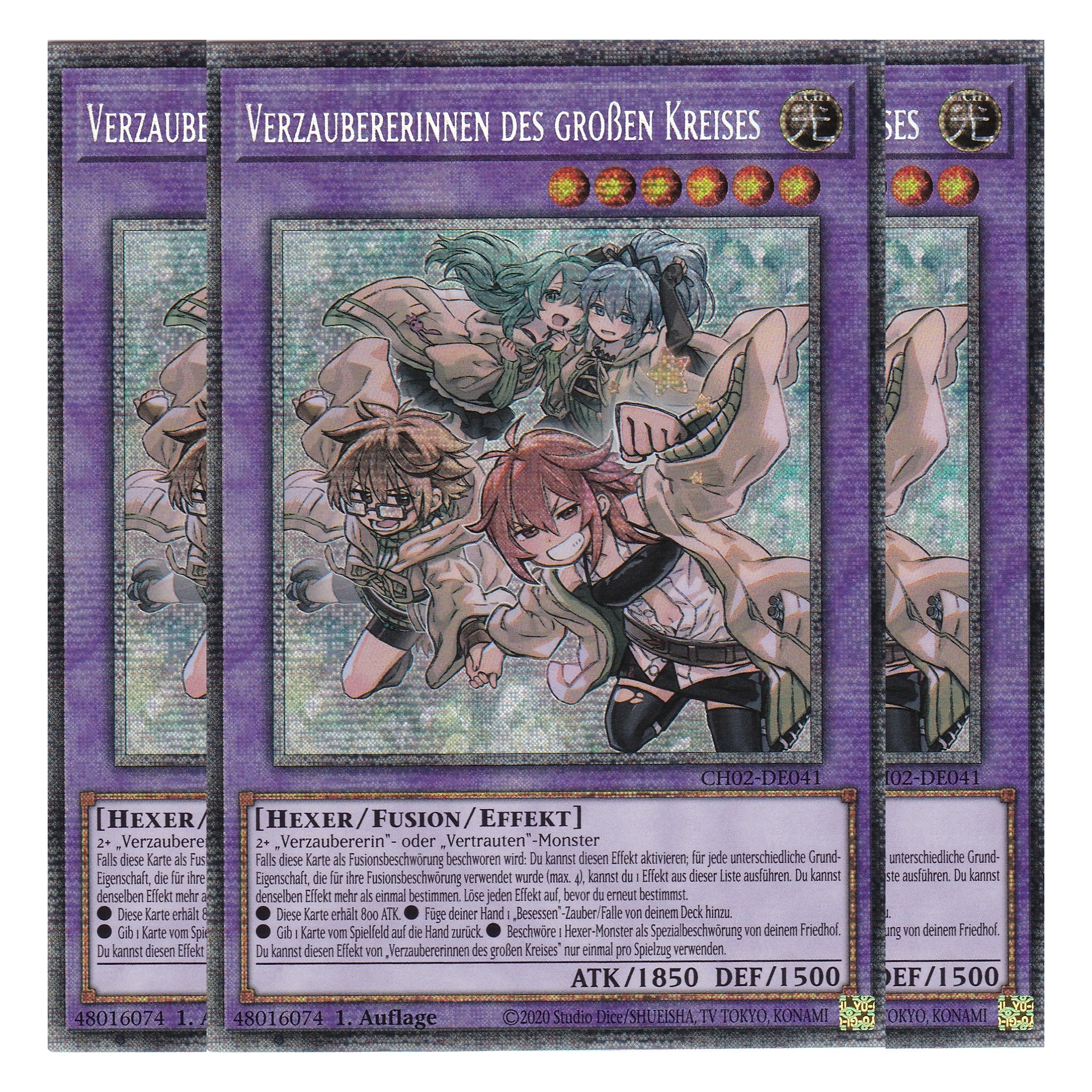 Verzauberinnen des großen Kreises - CH02-DE041 - Starlight Rare - Deutsch - 1. Auflage - The Chronicles Deck: Spirit Charmers - Playset (3 Kopien) - Yu-Gi-Oh!