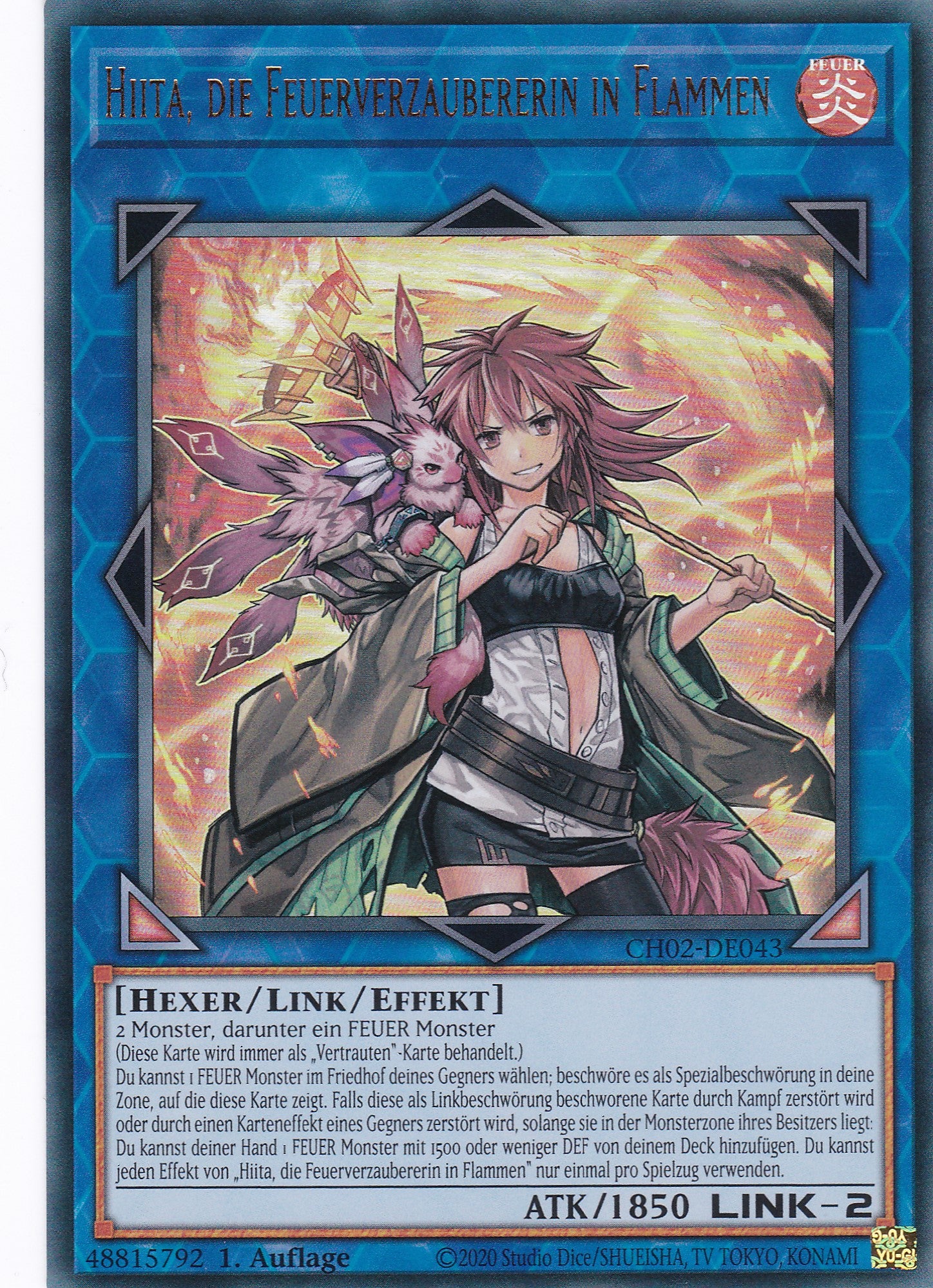 Hiita, die Feuerverzaubererin in Flammen - CH02-DE043 - Ultra Rare - Deutsch - 1. Auflage - Yugioh - The Chronicles Deck: Spirit Charmers