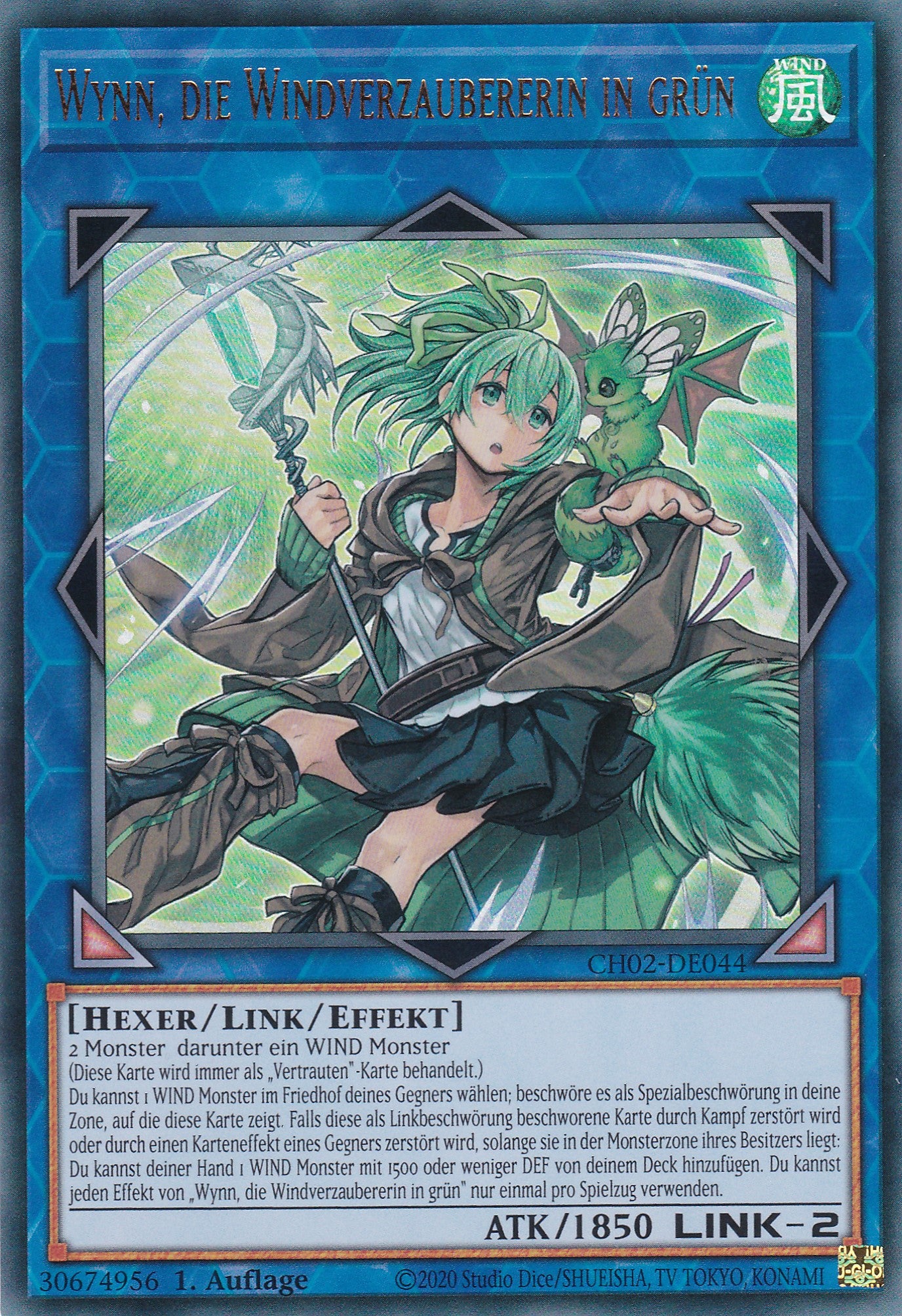 Wynn, die Windverzaubererin in grün - CH02-DE044 - Ultra Rare - Deutsch - 1. Auflage - Yugioh - The Chronicles Deck: Spirit Charmers