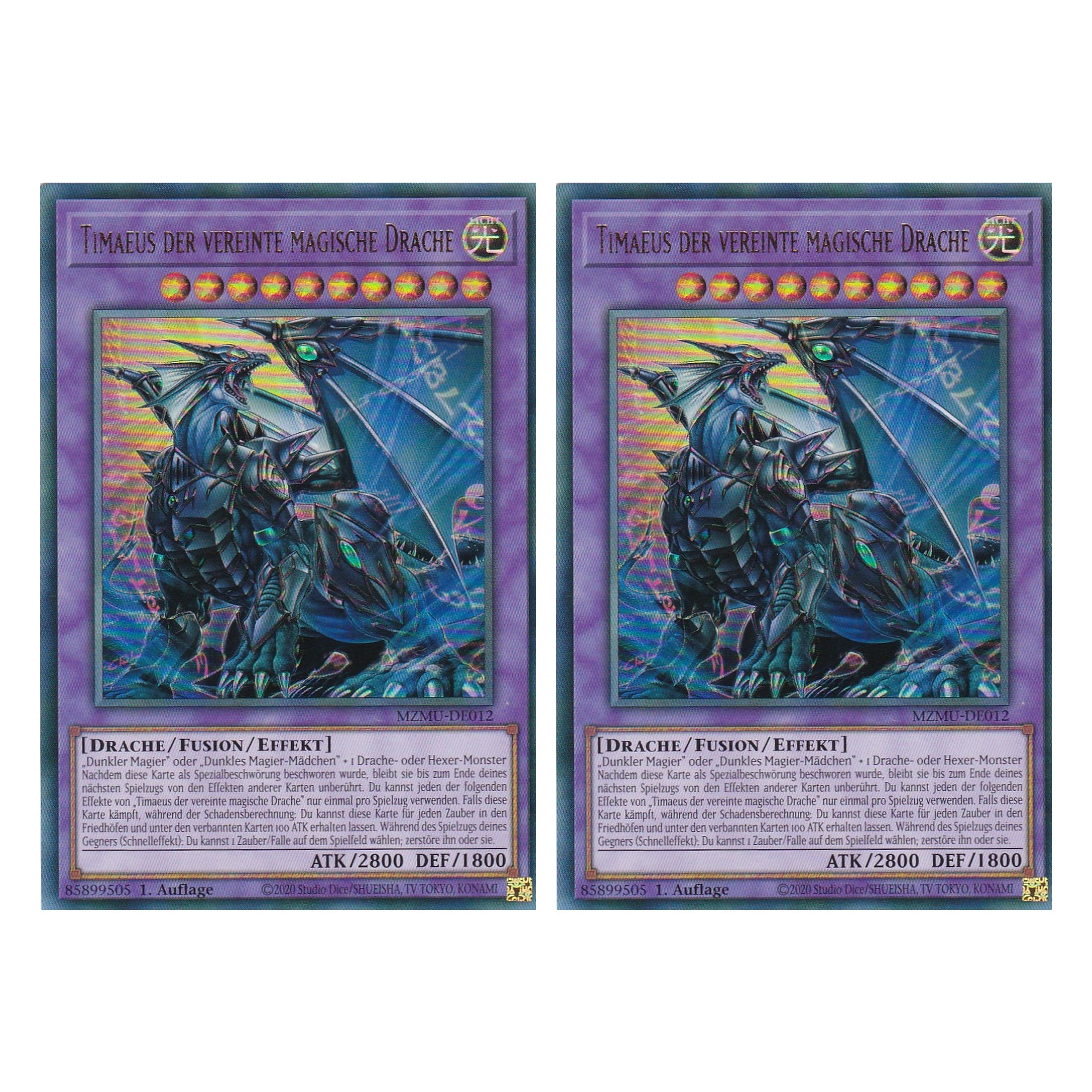 Timaeus der Vereinte Magische Drache - MZMU-DE012 - Ultra Rare - Deutsch - 1. Auflage - Maze of Muertos - Duo Set (2 Stück) - Yu-Gi-Oh!