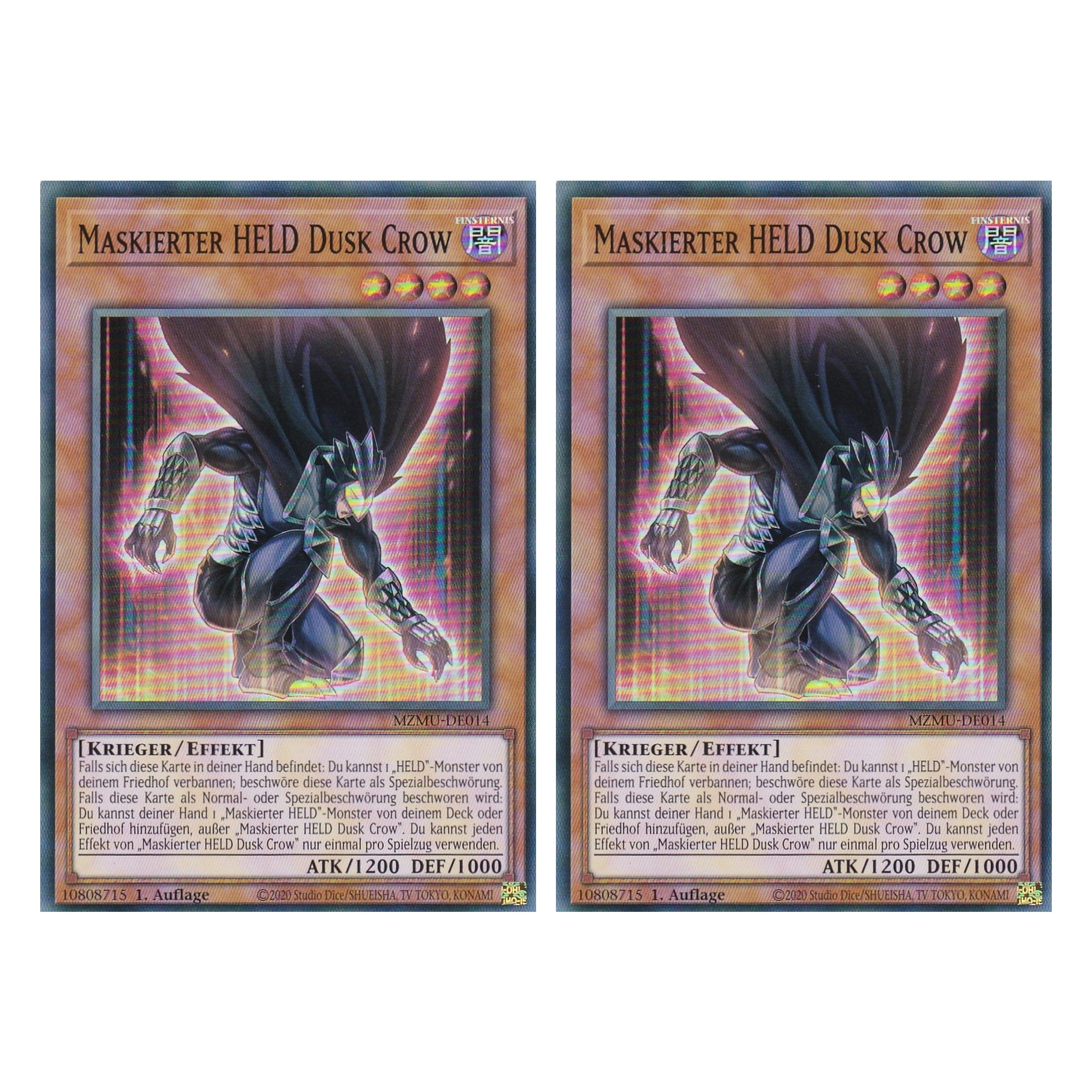 Maskierter HELD Dusk Crow - MZMU-DE014 - Super Rare - Deutsch - 1. Auflage - Maze of Muertos - Duo Set (2 Stück) - Yu-Gi-Oh!