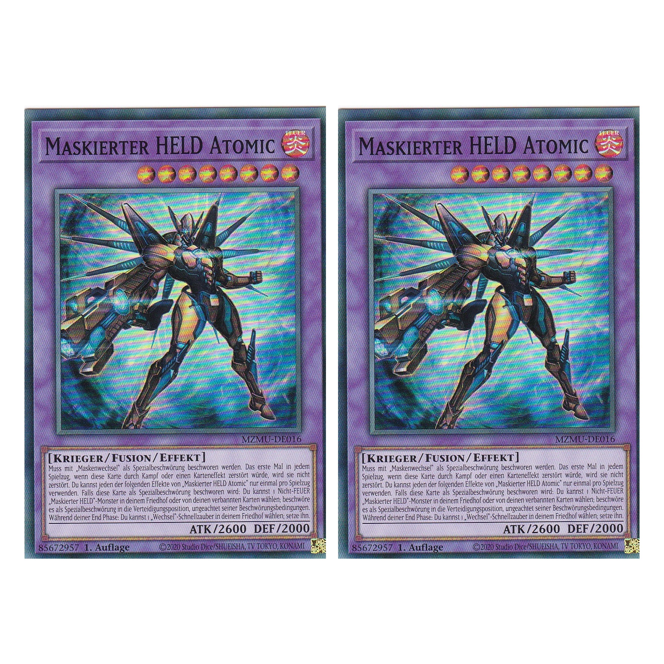 Maskierter HELD Atomic - MZMU-DE016 - Super Rare - Deutsch - 1. Auflage - Maze of Muertos - Duo Set (2 Stück) - Yu-Gi-Oh!