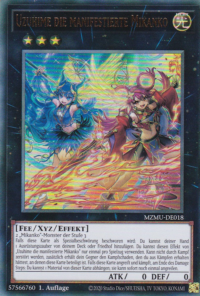 Uzuhime die Manifestierte Mikanko - MZMU-DE018 - Ultra Rare - Deutsch - 1. Auflage - Maze of Muertos - Yu-Gi-Oh!