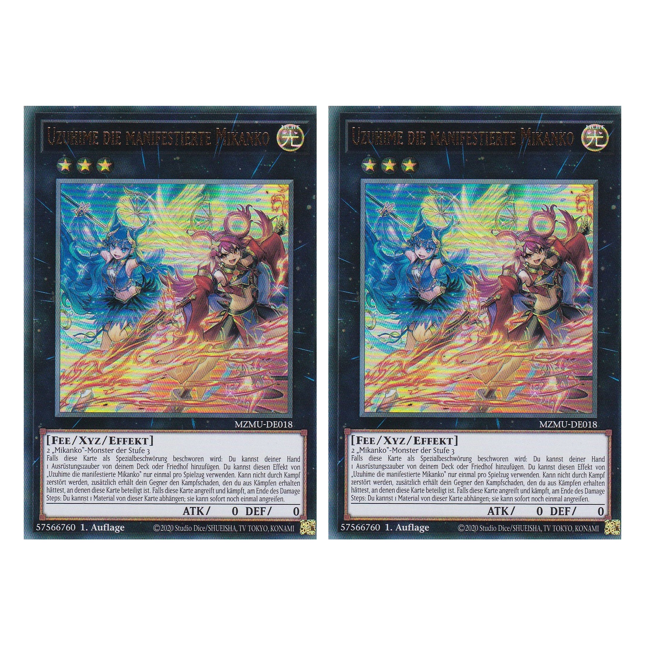 Uzuhime die Manifestierte Mikanko - MZMU-DE018 - Ultra Rare - Deutsch - 1. Auflage - Maze of Muertos - Duo Set (2 Stück) - Yu-Gi-Oh!