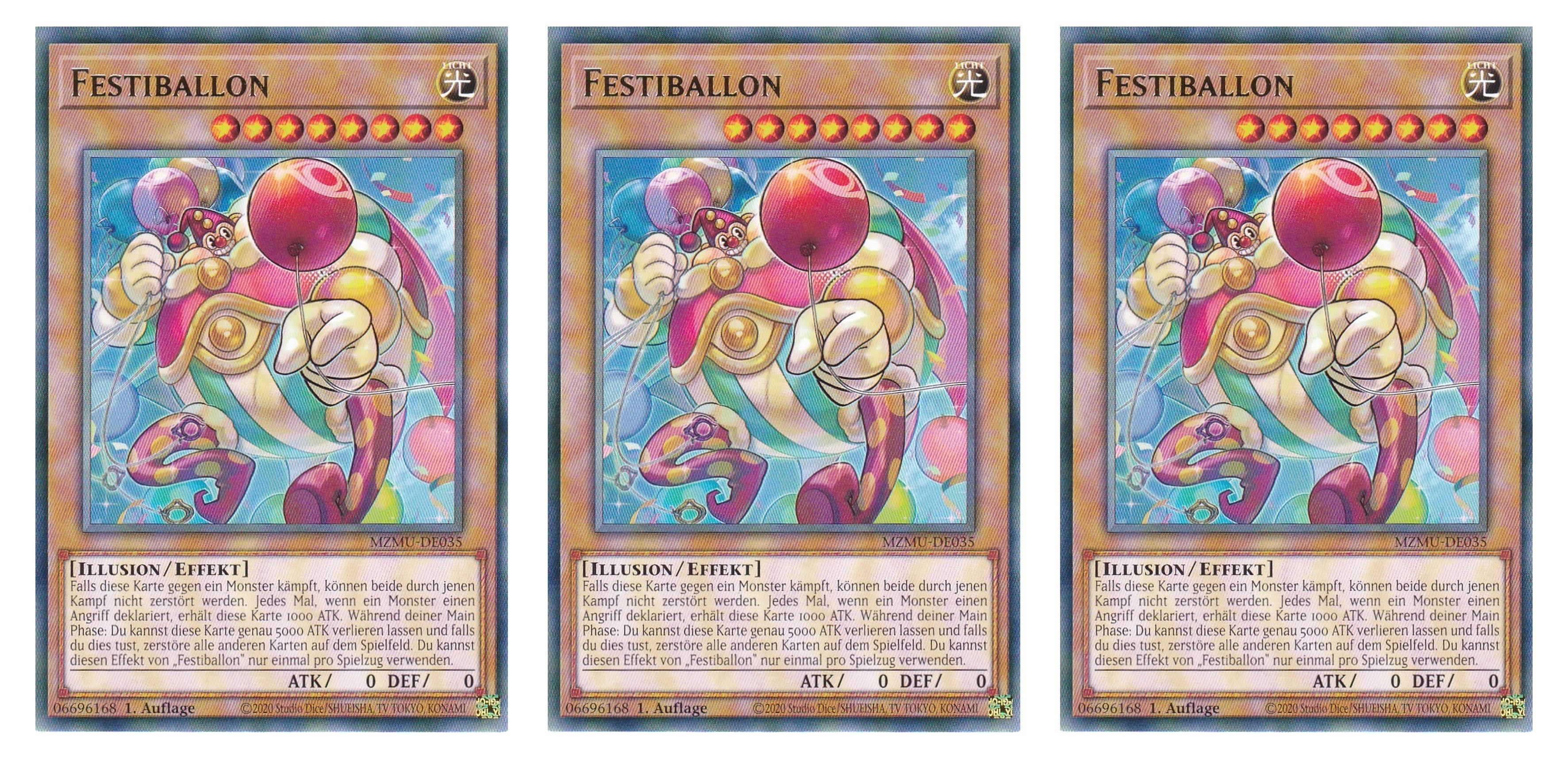 MZMU-DE035 - Festiballon - Playset (3 Kopien) - Rare - Deutsch - 1. Auflage - Maze of Muertos - Yugioh - mit LMS Fieldcenter-Karte
