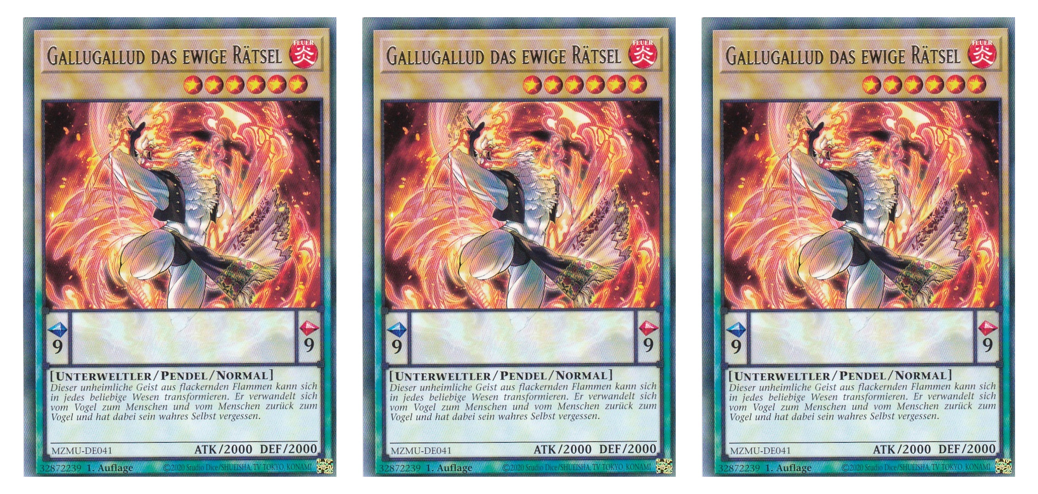MZMU-DE041 - Gallugallud das ewige Rätsel - Playset (3 Kopien) - Rare - Deutsch - 1. Auflage - Maze of Muertos - Yugioh - mit LMS Fieldcenter-Karte