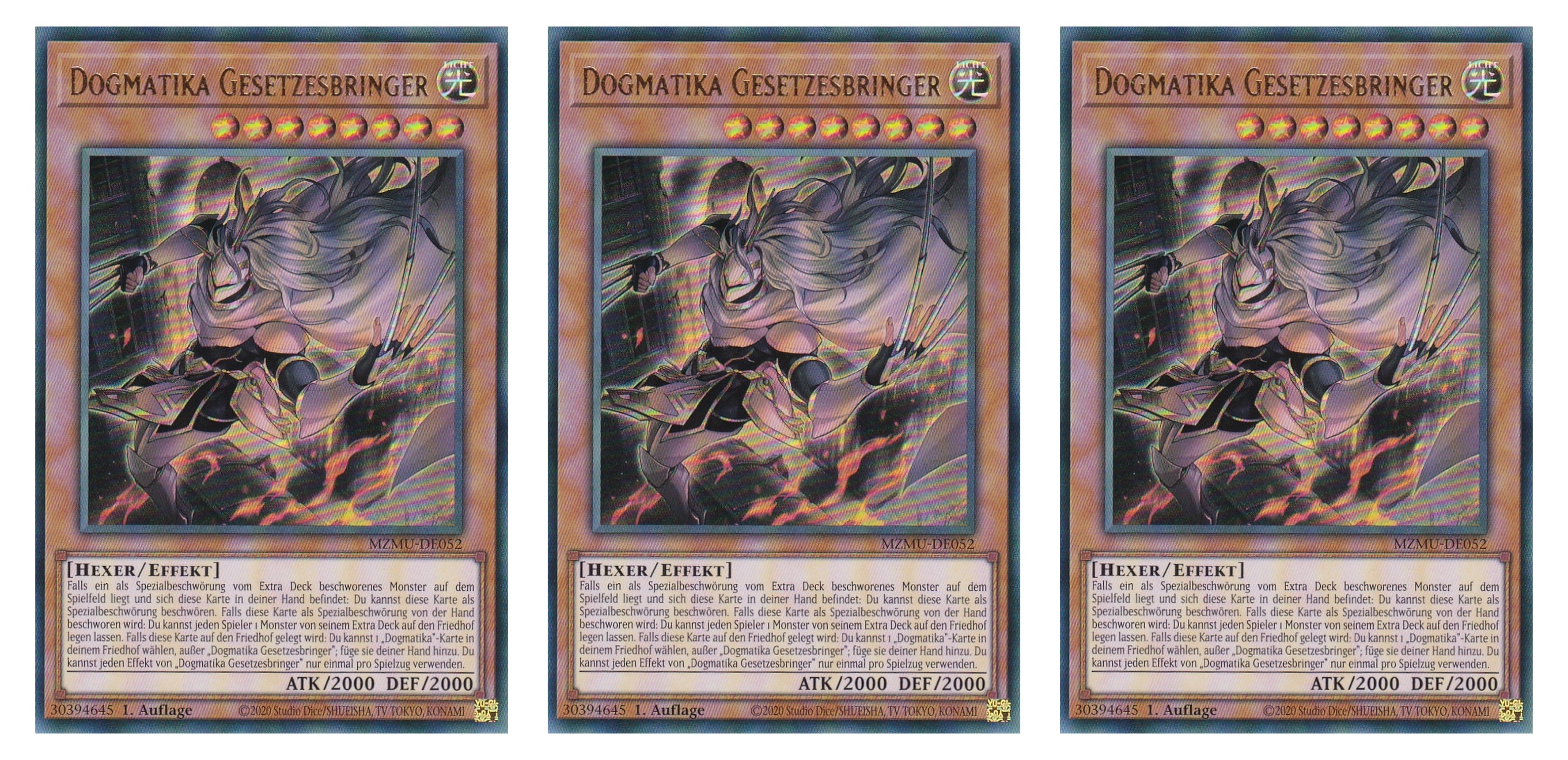 MZMU-DE052 - Dogmatika Gesetzbringer - Playset (3 Kopien) - Ultra Rare - Deutsch - 1. Auflage - Maze of Muertos - Yugioh - mit LMS Fieldcenter-Karte