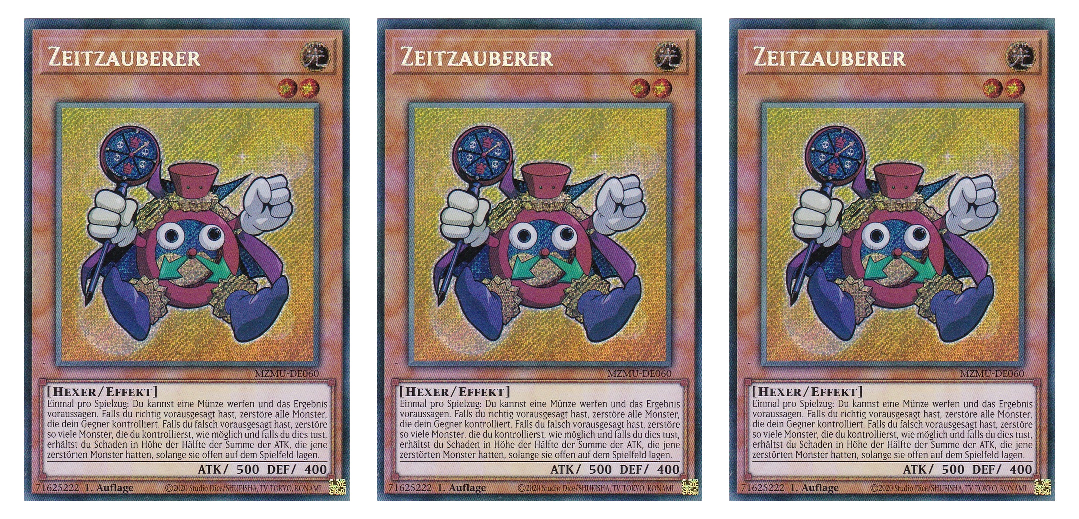 MZMU-DE060 - Zeitzauberer - Playset (3 Kopien) - Secret Rare - Deutsch - 1. Auflage - Maze of Muertos - Yugioh - mit LMS Fieldcenter-Karte