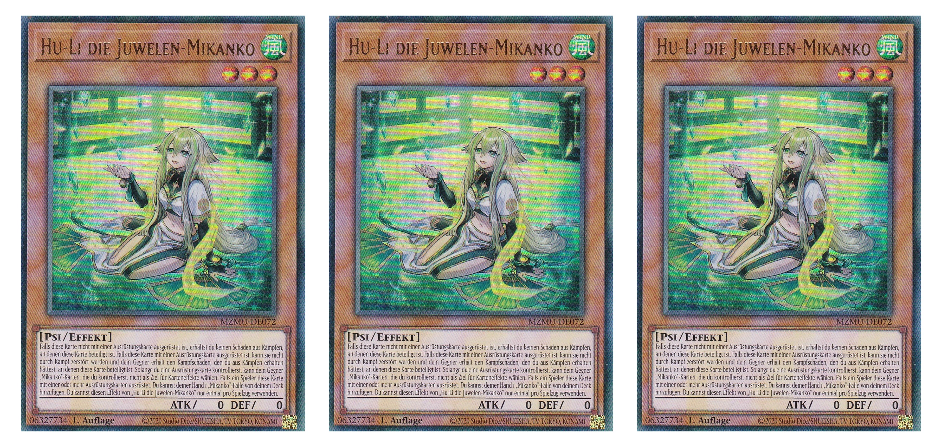 MZMU-DE072 - Hu-Li die Juwelen-Mikanko - Playset (3 Kopien) - Ultra Rare - Deutsch - 1. Auflage - Maze of Muertos - Yugioh - mit LMS Fieldcenter-Karte
