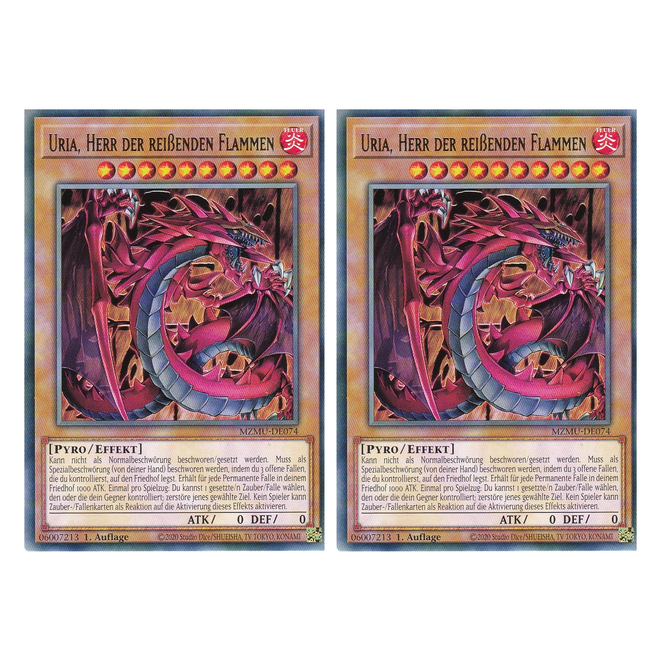 Uria, Herr der Reißenden Flammen - MZMU-DE074 - Rare - Deutsch - 1. Auflage - Maze of Muertos - Duo Set (2 Stück) - Yu-Gi-Oh!