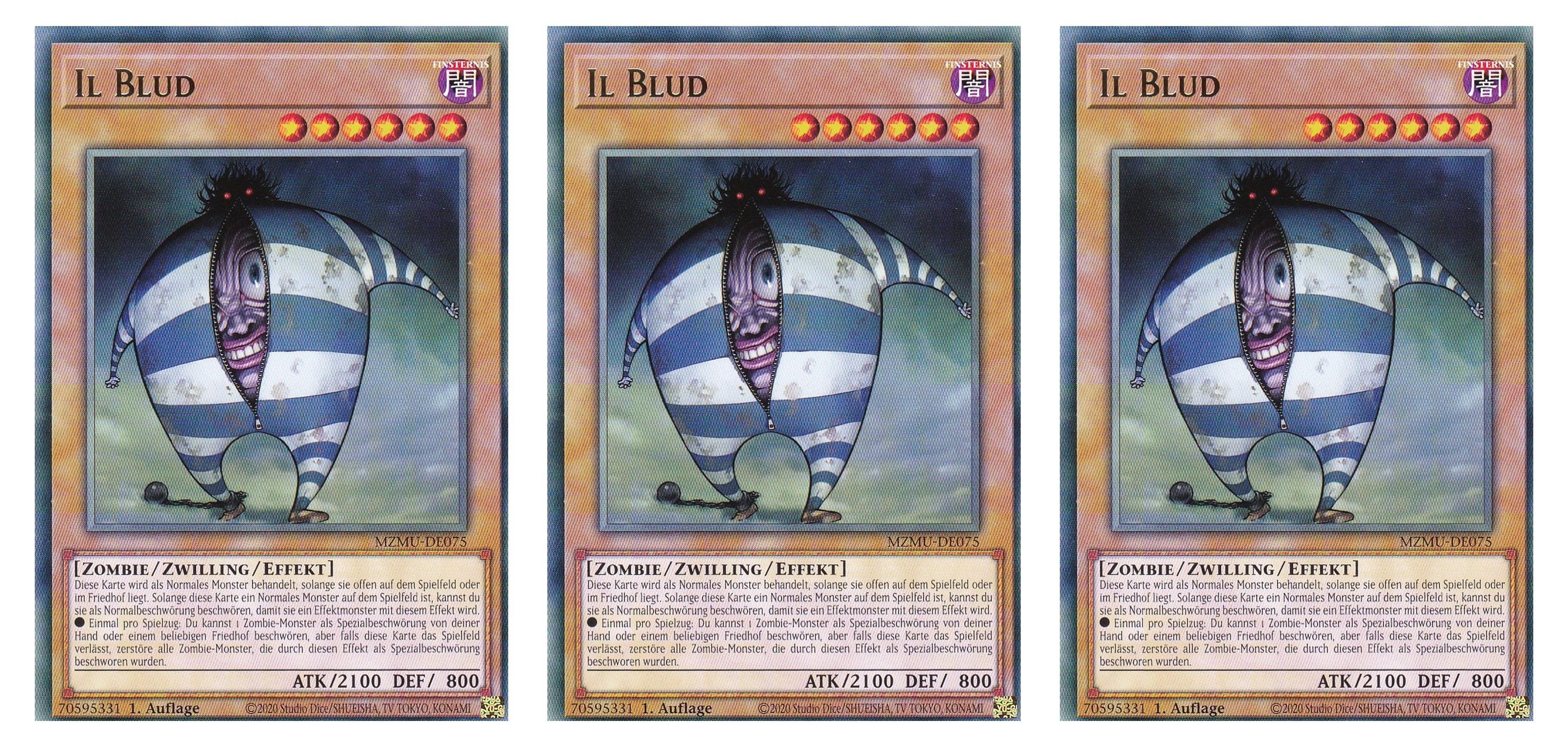 MZMU-DE075 - Il Blud - Playset (3 Kopien) - Rare - Deutsch - 1. Auflage - Maze of Muertos - Yugioh - mit LMS Fieldcenter-Karte
