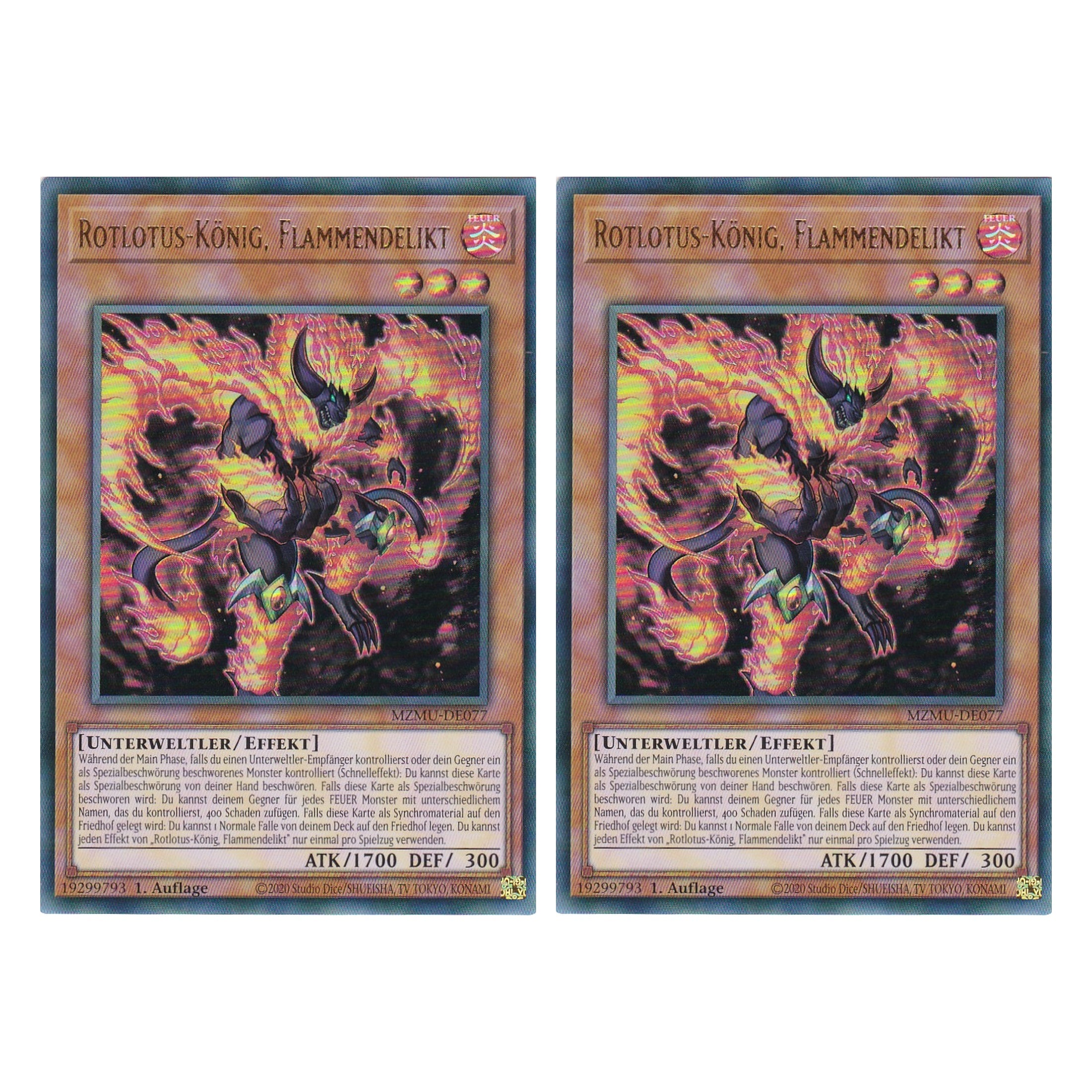 Rotlotus-König Flammendelikt - MZMU-DE077 - Ultra Rare - Deutsch - 1. Auflage - Maze of Muertos - Duo Set (2 Stück) - Yu-Gi-Oh!