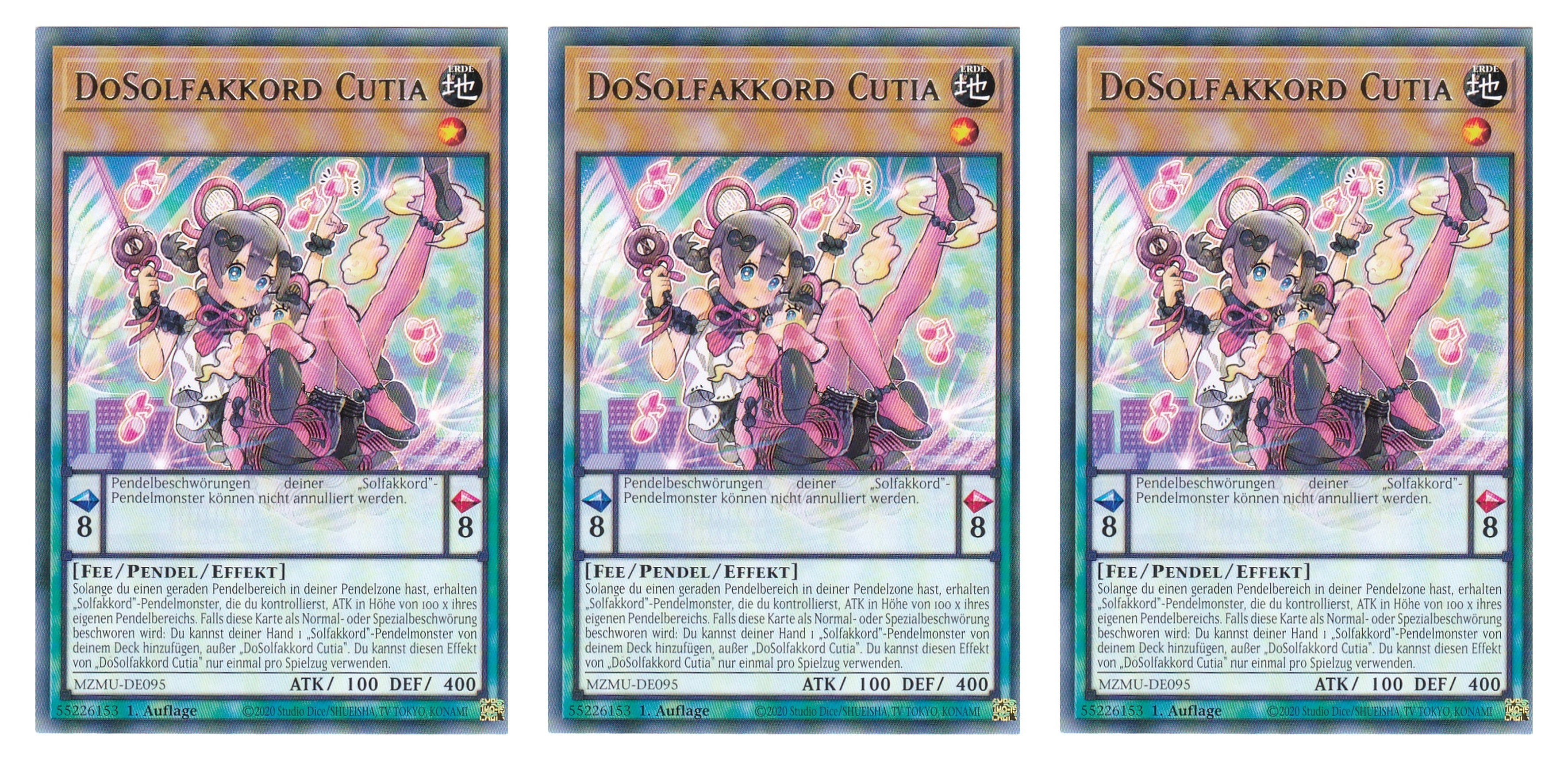 MZMU-DE095 - DoSalfakkord Cutia - Playset (3 Kopien) - Rare - Deutsch - 1. Auflage - Maze of Muertos - Yugioh - mit LMS Fieldcenter-Karte