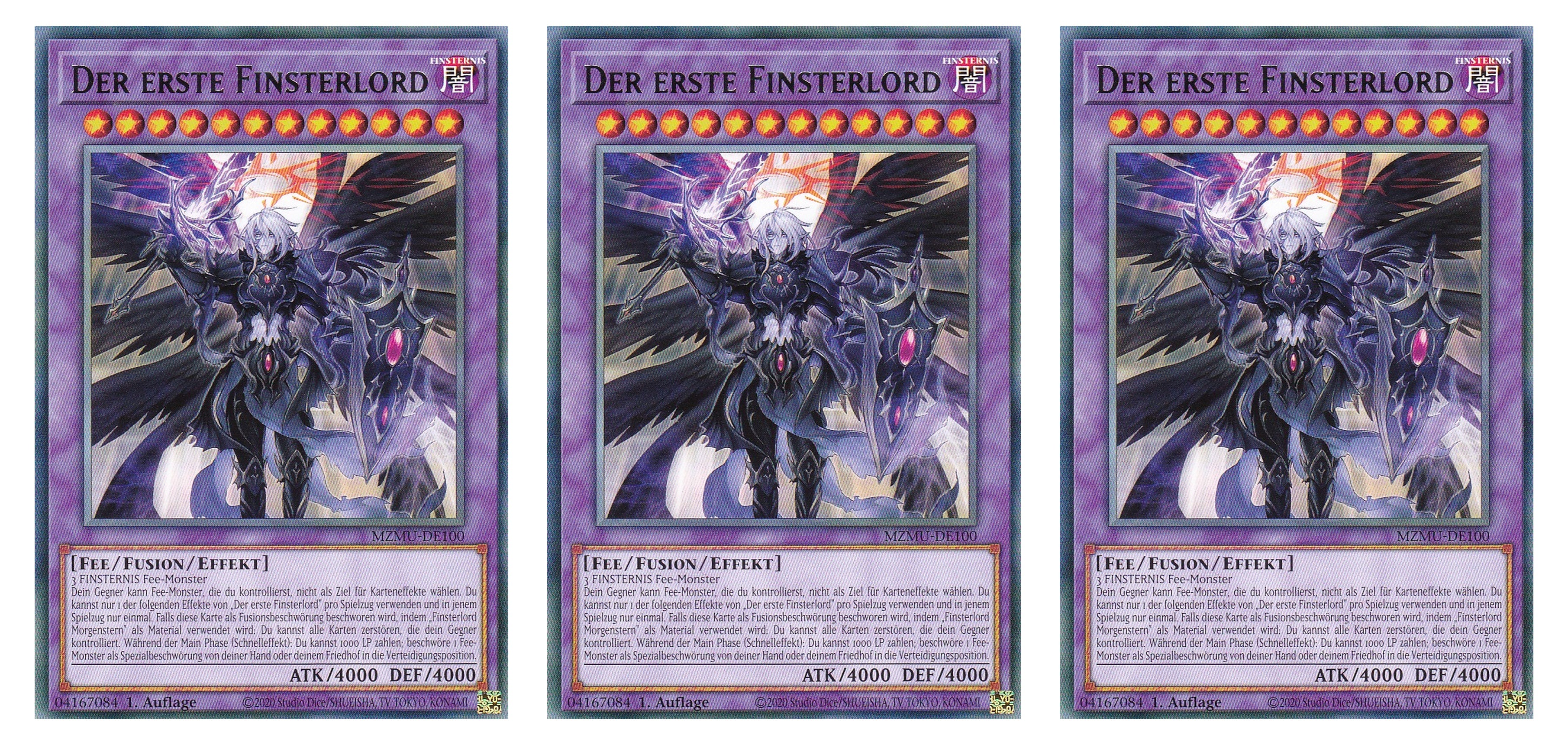 MZMU-DE100 - Der erste Finsterlord - Playset (3 Kopien) - Rare - Deutsch - 1. Auflage - Maze of Muertos - Yugioh - mit LMS Fieldcenter-Karte