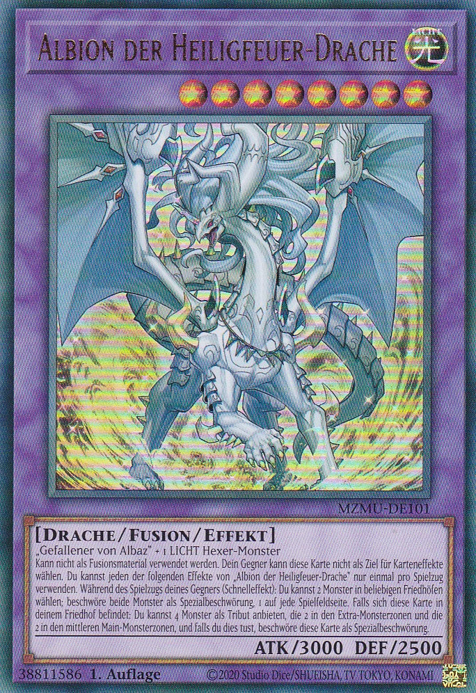 Albion der Heiligfeuer-Drache - MZMU-DE101 - Ultra Rare - Deutsch - 1. Auflage - Maze of Muertos - Yu-Gi-Oh!