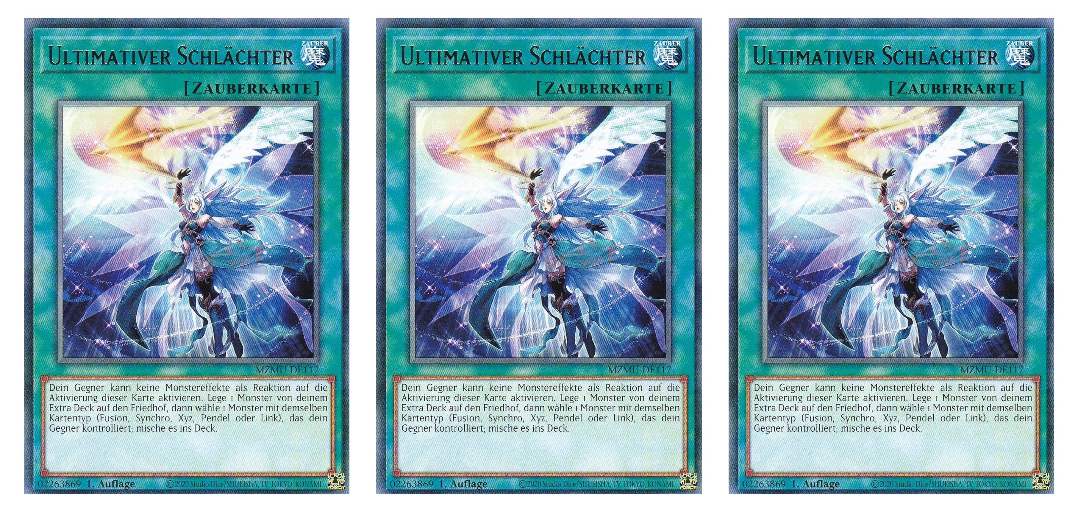 MZMU-DE117 - Ultimativer Schlächter - Playset (3 Kopien) - Rare - Deutsch - 1. Auflage - Maze of Muertos - Yugioh - mit LMS Fieldcenter-Karte