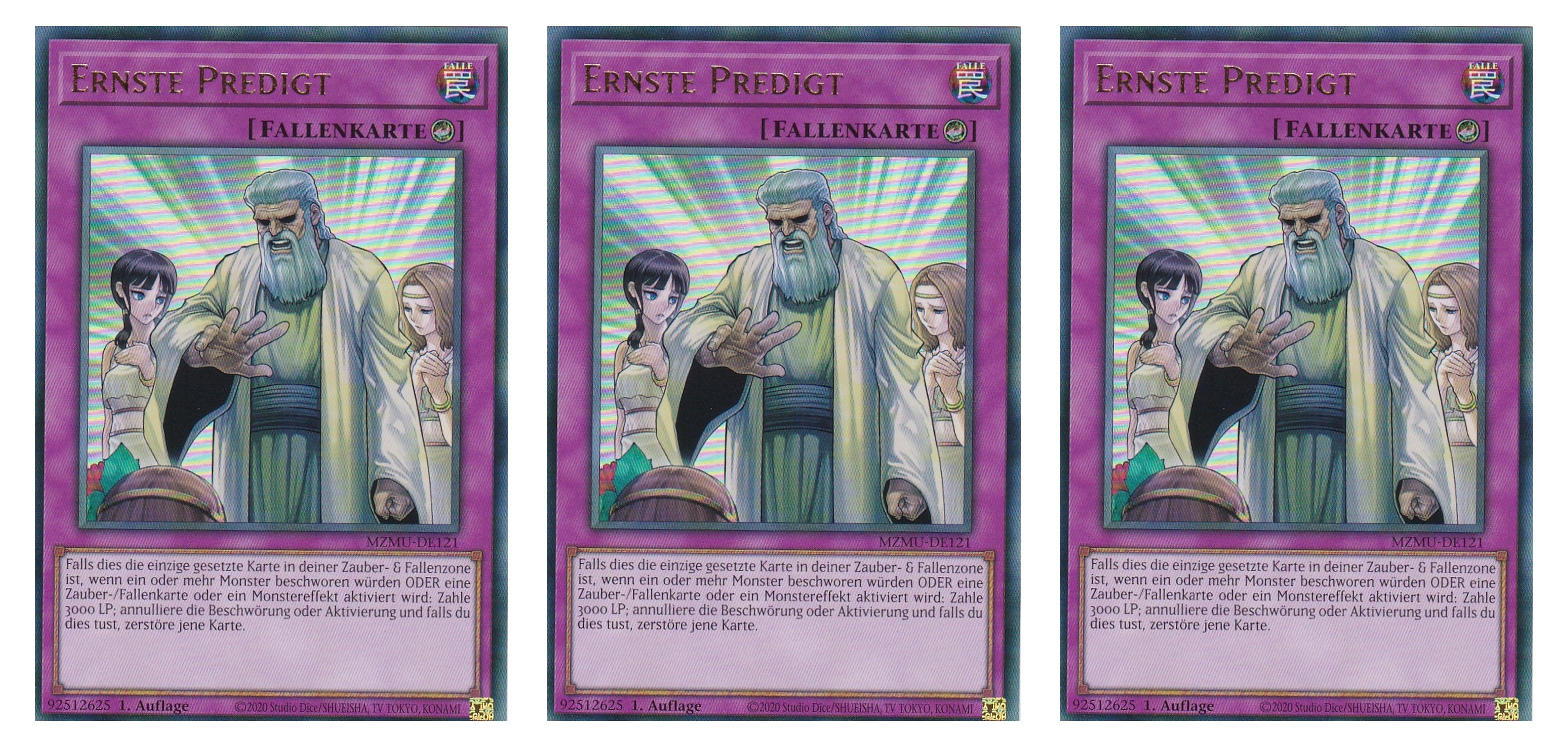 MZMU-DE121 - Ernste Predigt - Playset (3 Kopien) - Ultra Rare - Deutsch - 1. Auflage - Maze of Muertos - Yugioh - mit LMS Fieldcenter-Karte