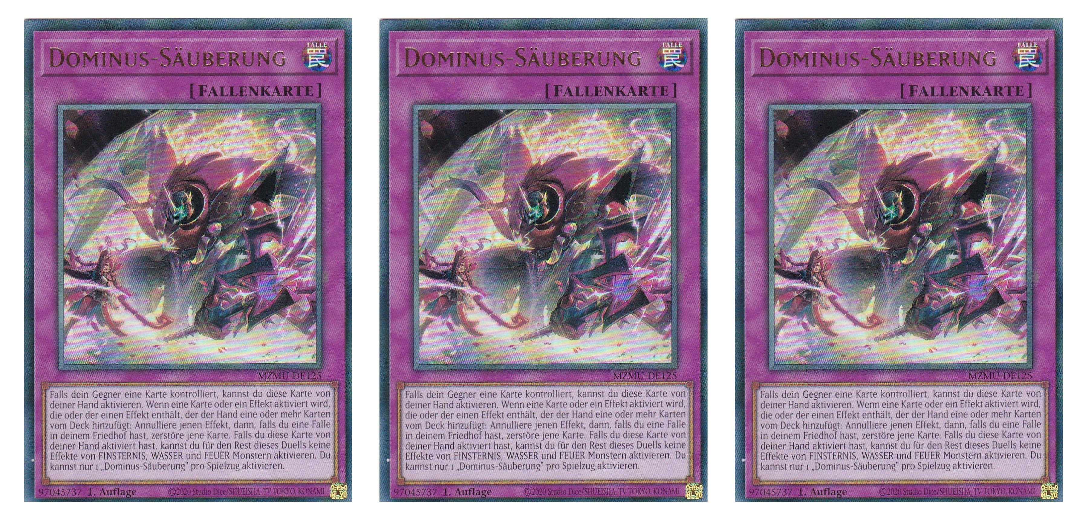 MZMU-DE125 - Dominus-Säuberung - Playset (3 Kopien) - Ultra Rare - Deutsch - 1. Auflage - Maze of Muertos - Yugioh - mit LMS Fieldcenter-Karte