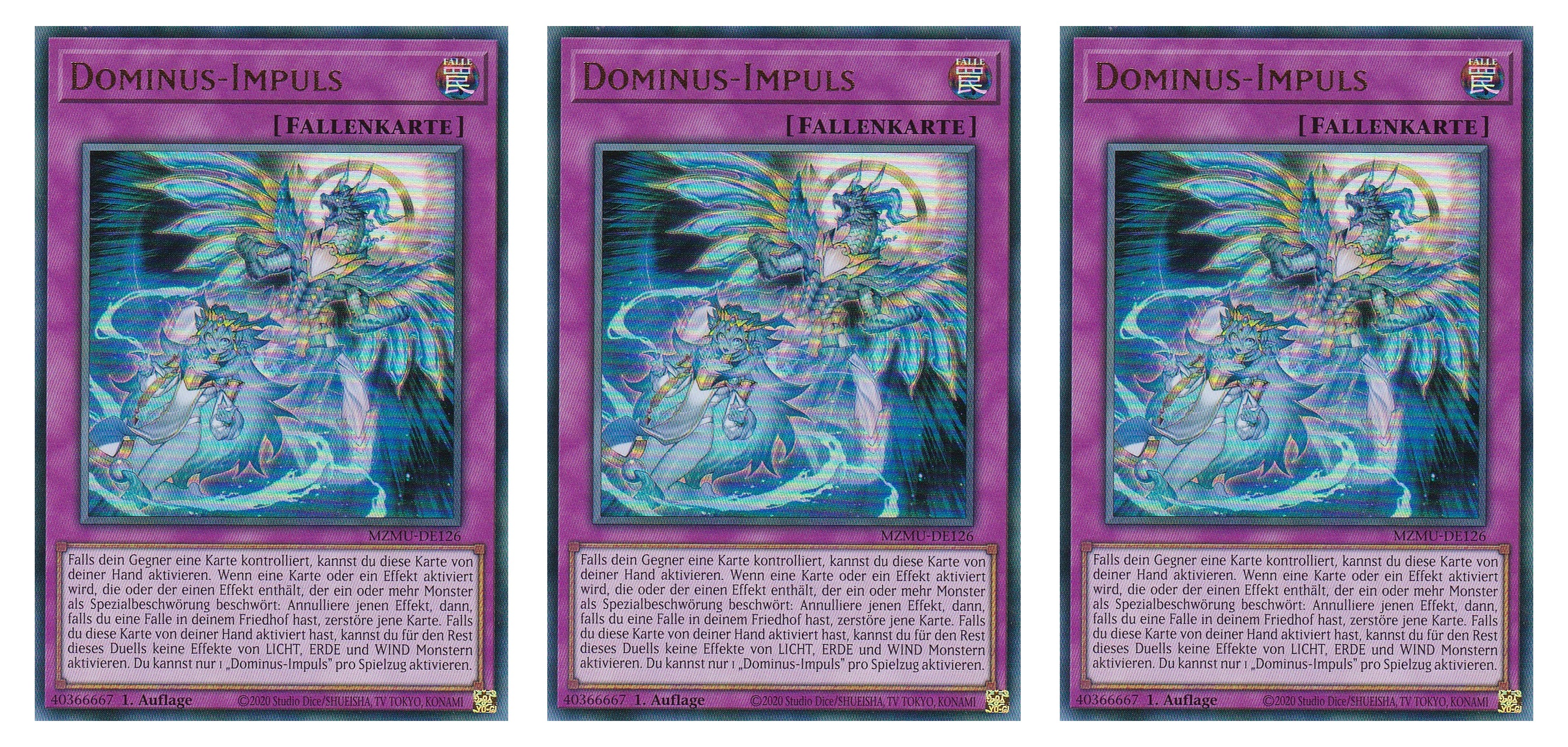 MZMU-DE126 - Dominus-Impuls - Playset (3 Kopien) - Ultra Rare - Deutsch - 1. Auflage - Maze of Muertos - Yugioh - mit LMS Fieldcenter-Karte