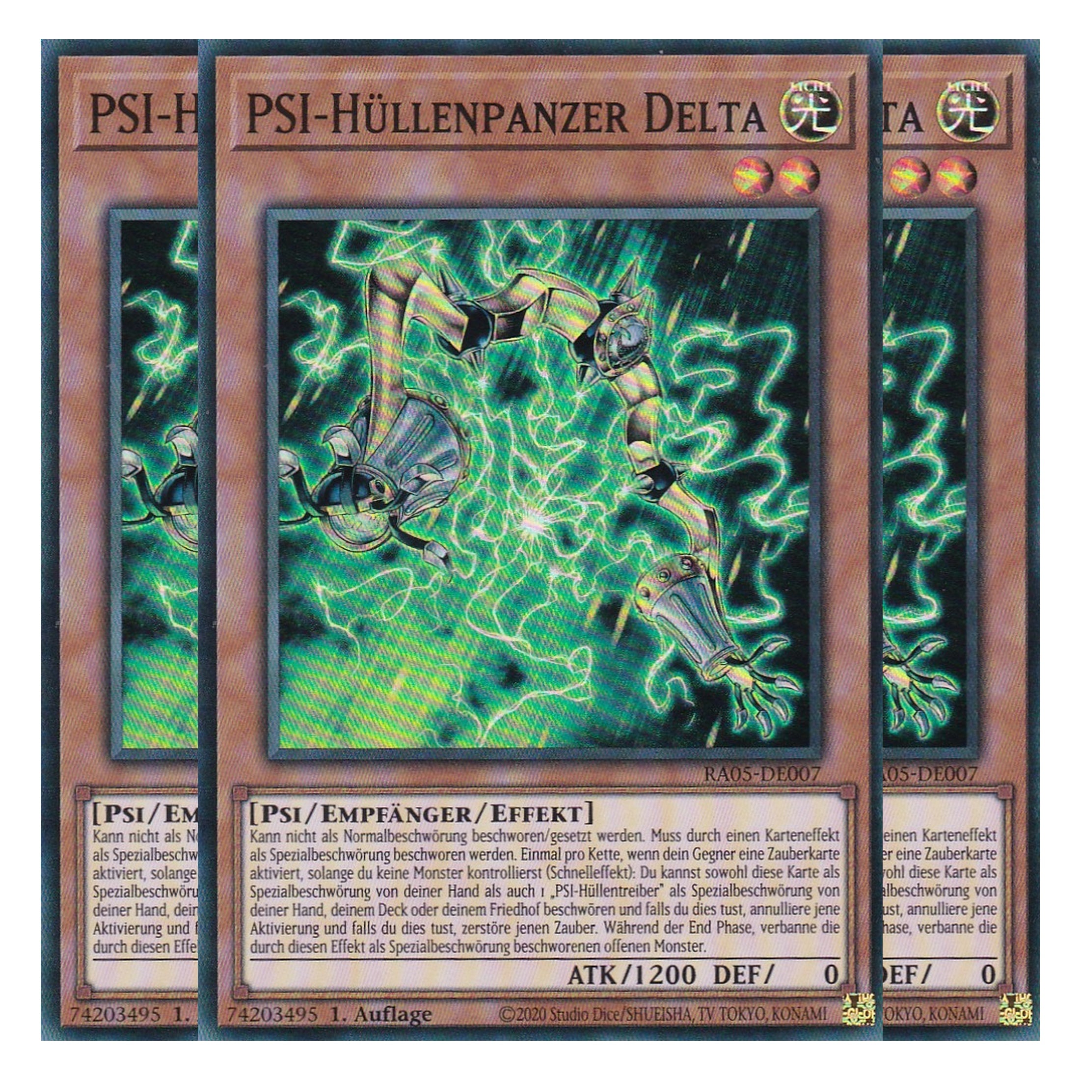 PSI-Hüllenpanzer Delta - RA05-DE007 - Super Rare - Deutsch - Rarity Collection 5 - Yugioh - Playset (3 Kopien)