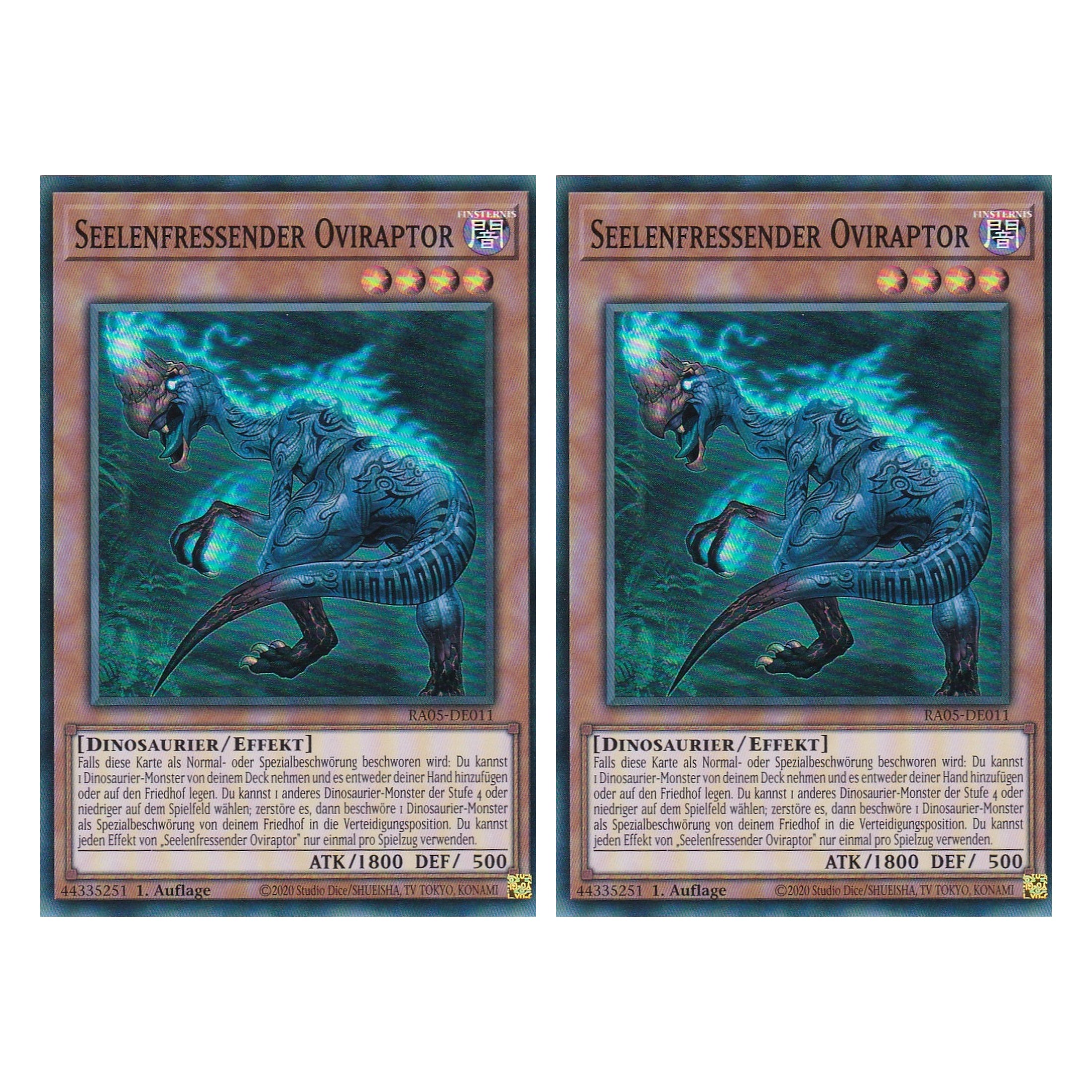 Seelenfressender Oviraptor - RA05-DE011 - Super Rare - Deutsch - Rarity Collection 5 - Yugioh - Duo Set (2 Stück)
