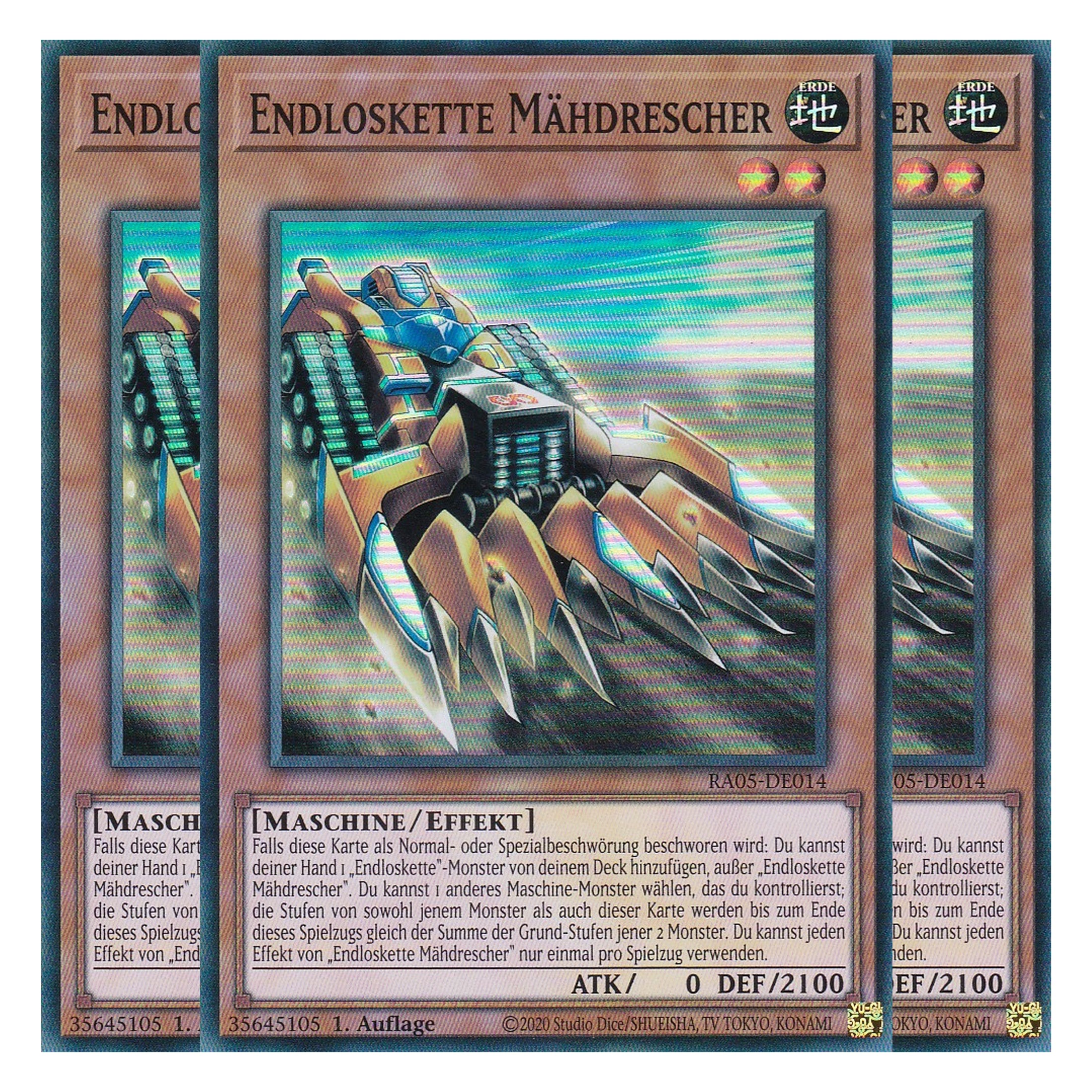 Endloskette Mähdrescher - RA05-DE014 - Super Rare - Deutsch - Rarity Collection 5 - Yugioh - Playset (3 Kopien)