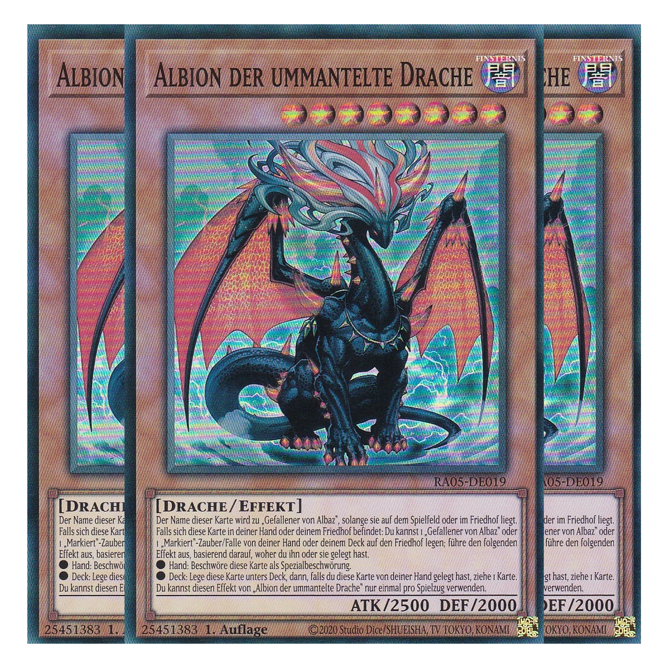Albion der ummantelte Drache - RA05-DE019 - Super Rare - Deutsch - Rarity Collection 5 - Yugioh - Playset (3 Kopien)