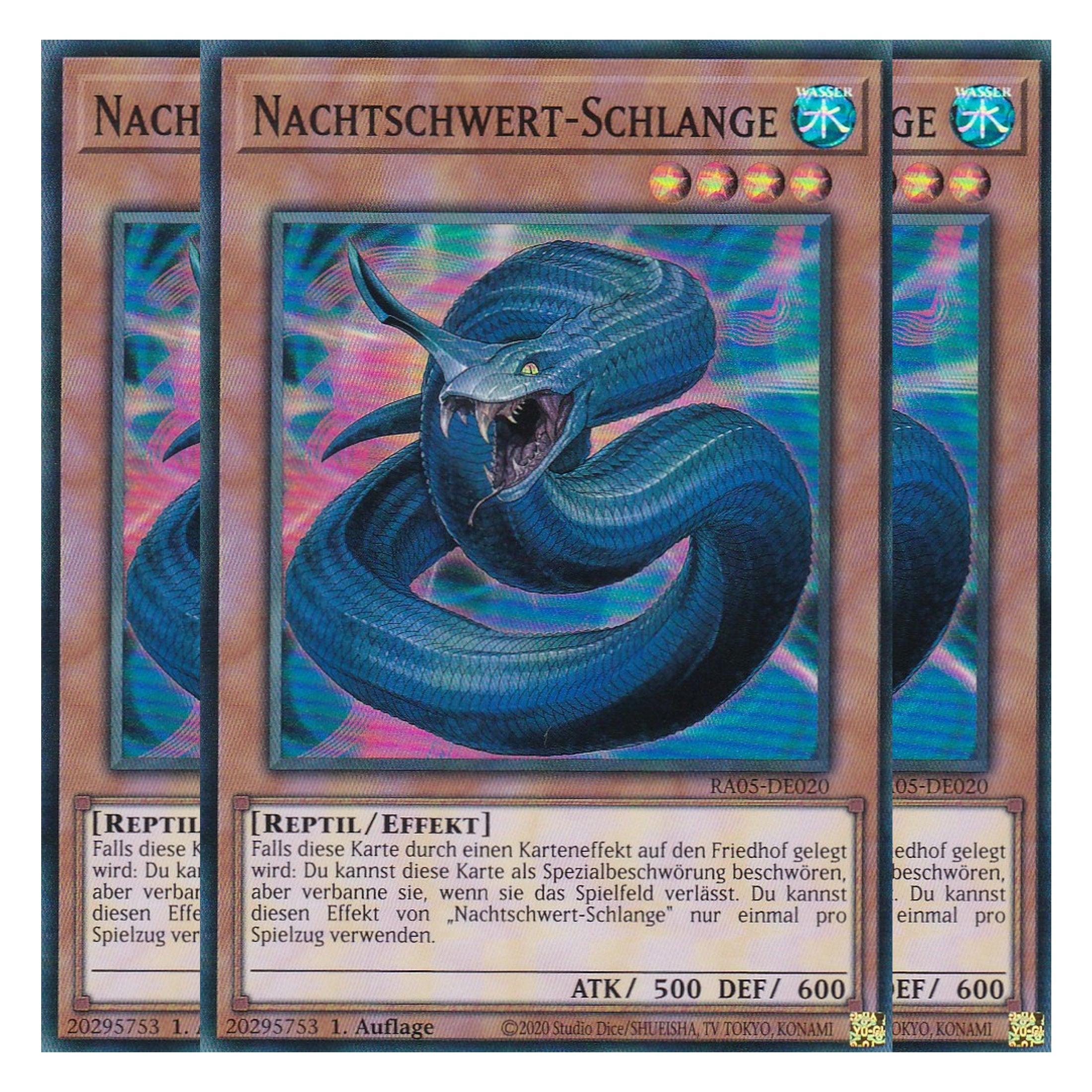 Nachtschwert-Schlange - RA05-DE020 - Super Rare - Deutsch - Rarity Collection 5 - Yugioh - Playset (3 Kopien)