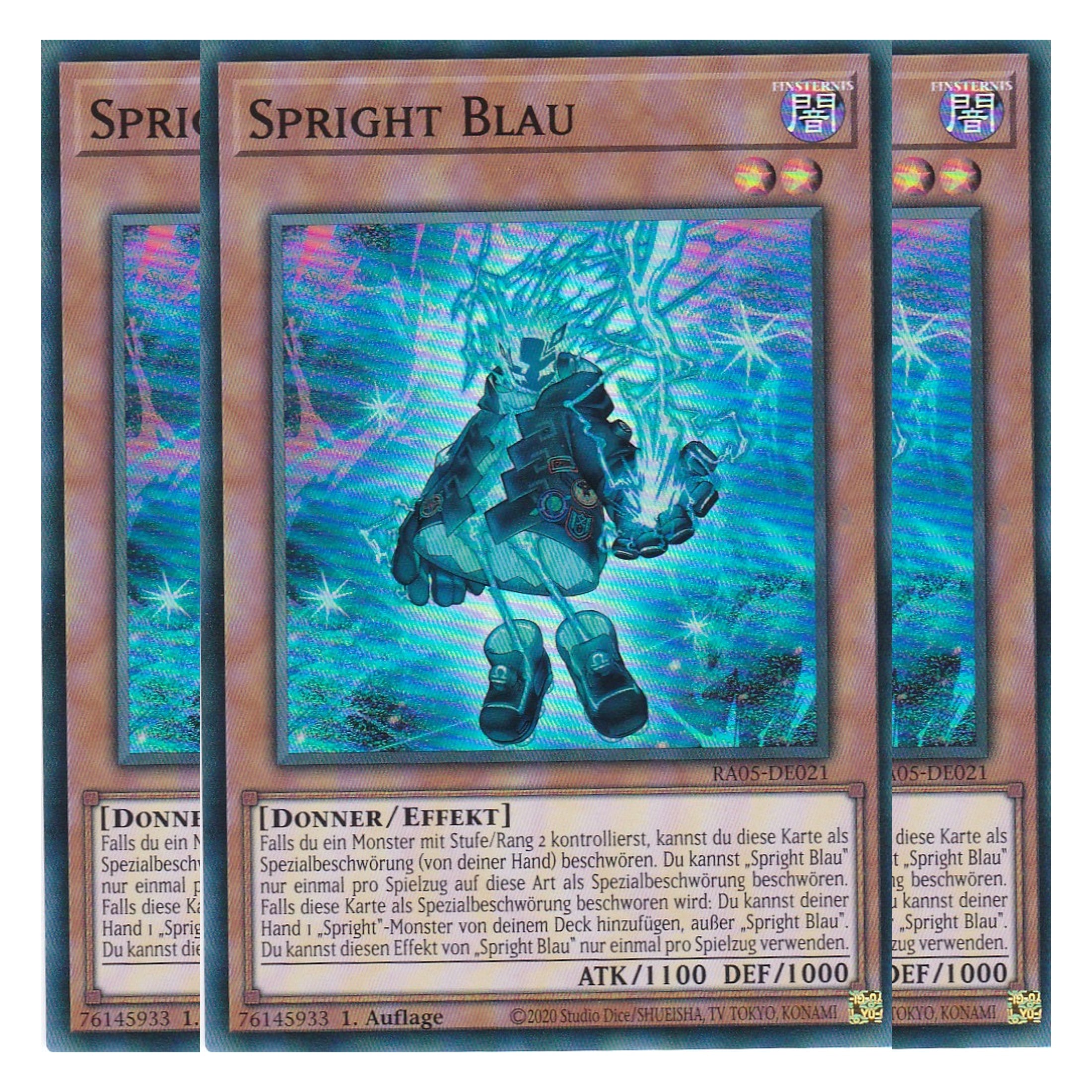 Spright Blau - RA05-DE021 - Super Rare - Deutsch - Rarity Collection 5 - Yugioh - Playset (3 Kopien)