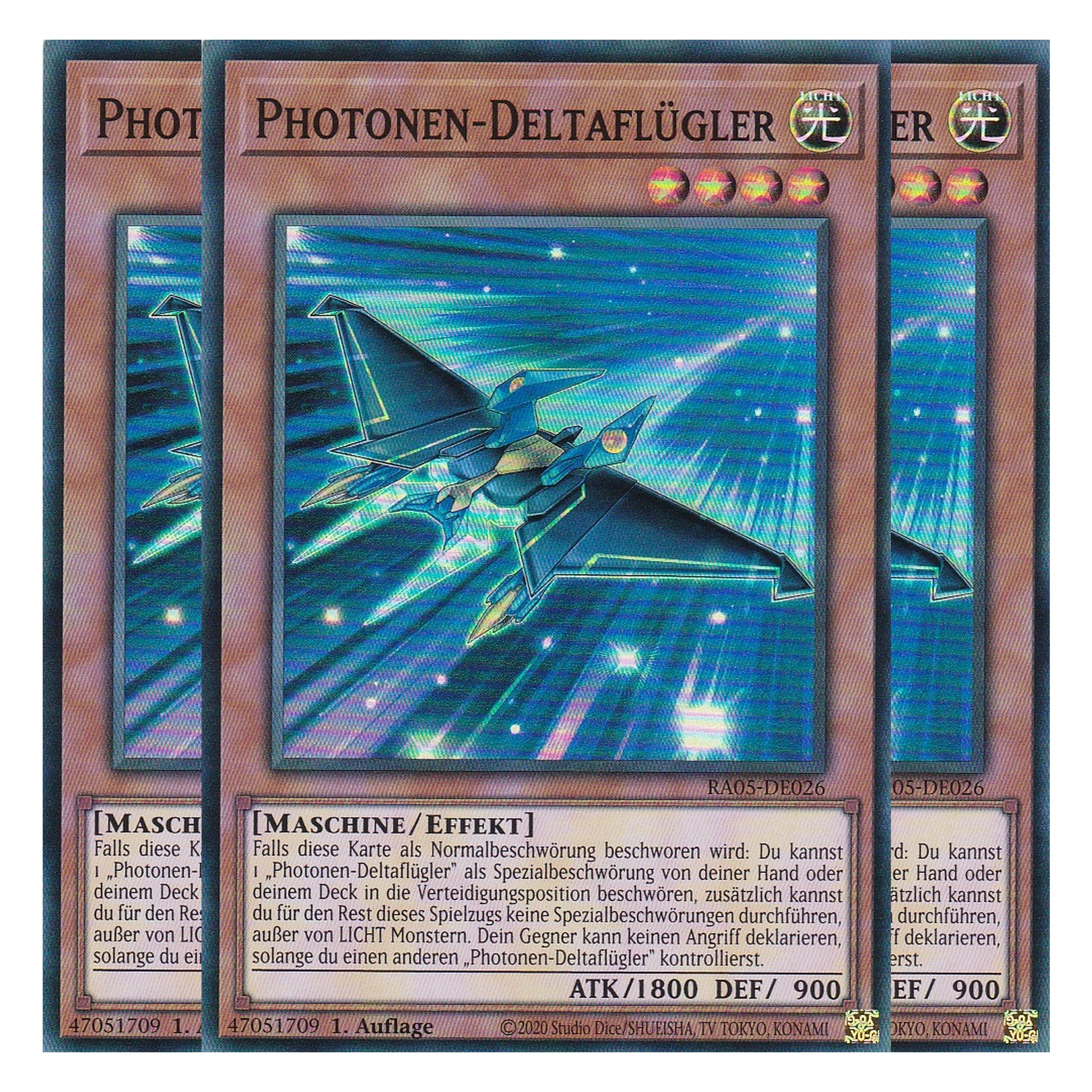 Photonen-Deltaflügler - RA05-DE026 - Super Rare - Deutsch - Rarity Collection 5 - Yugioh - Playset (3 Kopien)