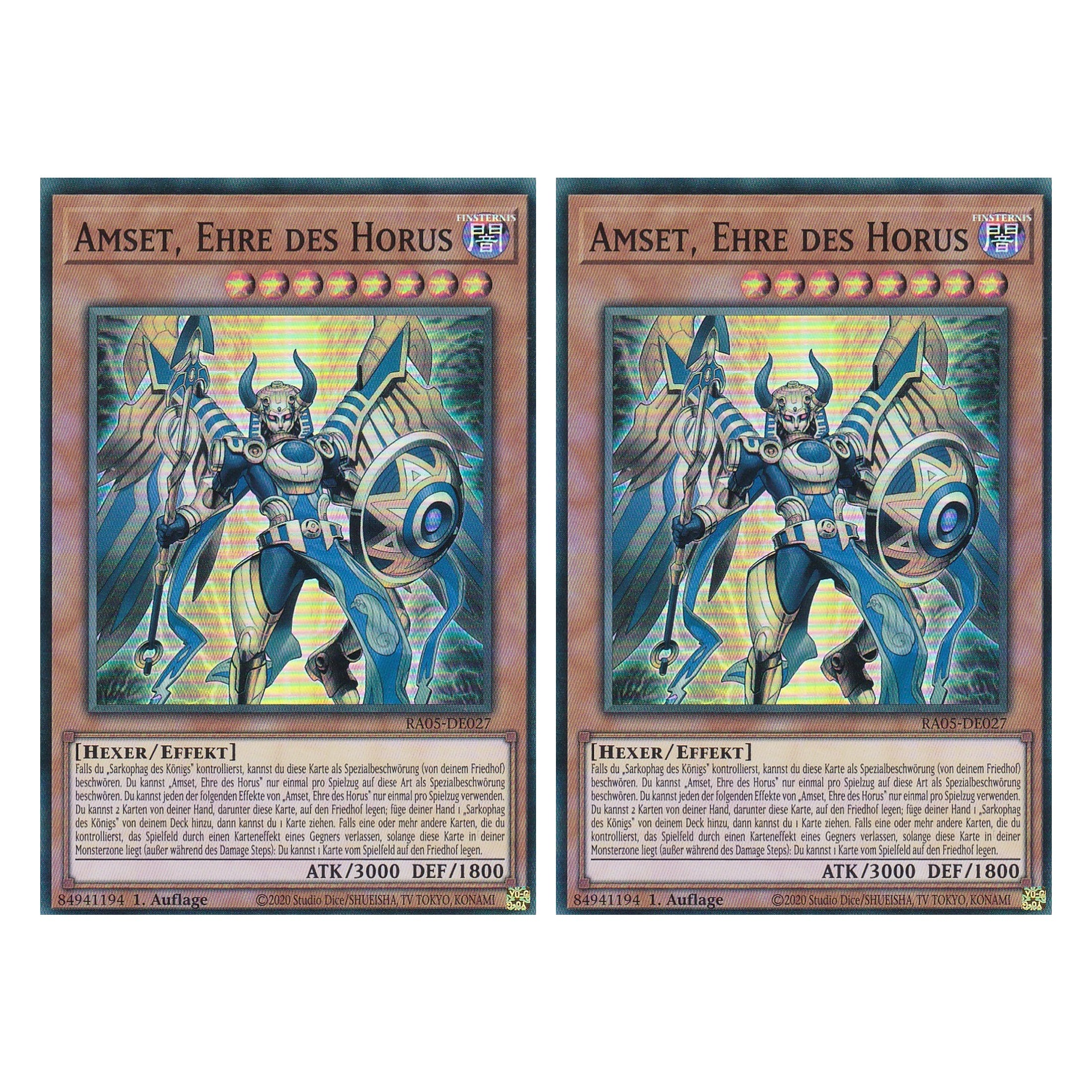 Amset, Ehre des Horus - RA05-DE027 - Super Rare - Deutsch - Rarity Collection 5 - Yugioh - Duo Set (2 Stück)