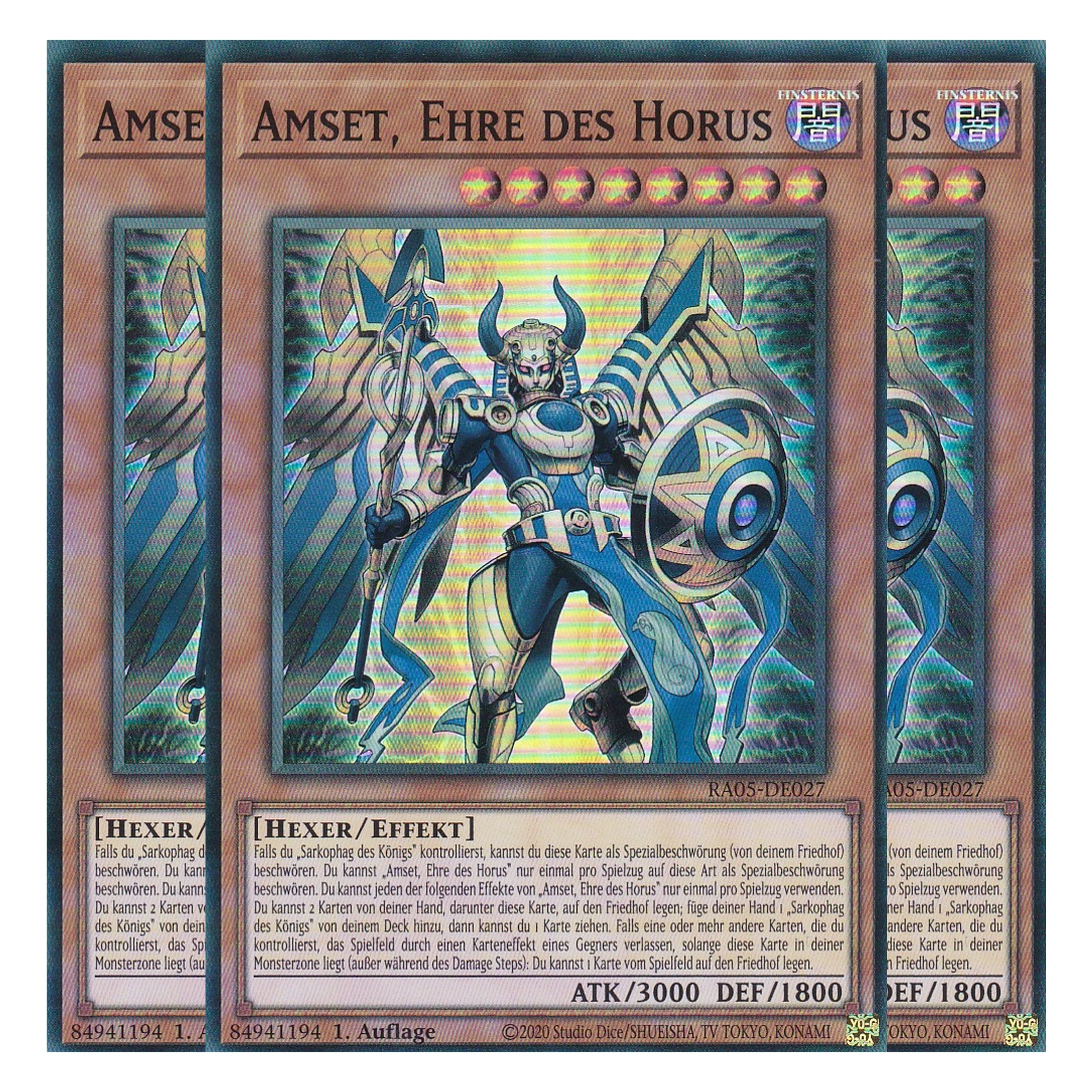 Amset, Ehre des Horus - RA05-DE027 - Super Rare - Deutsch - Rarity Collection 5 - Yugioh - Playset (3 Kopien)