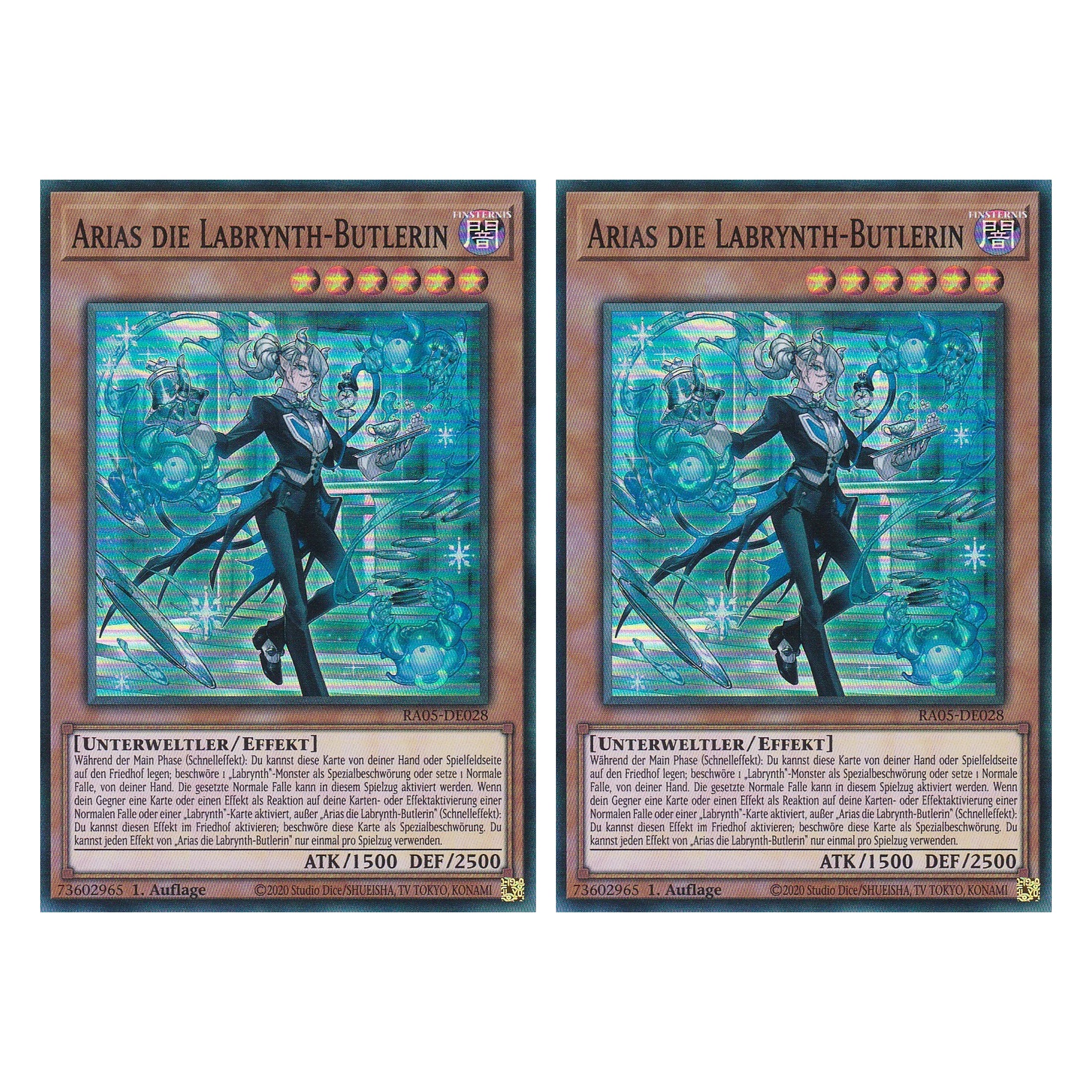 Arias die Labrynth-Butlerin - RA05-DE028 - Super Rare - Deutsch - Rarity Collection 5 - Yugioh - Duo Set (2 Stück)